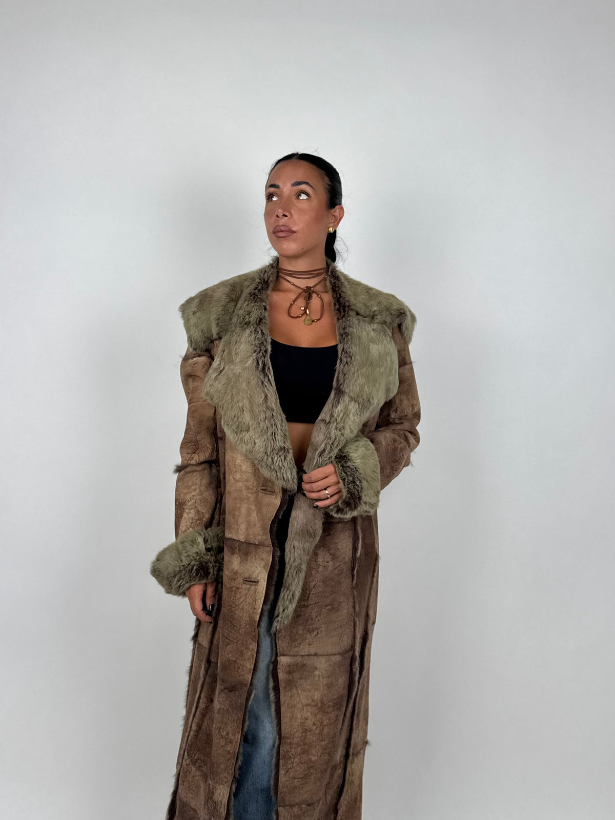 Cappotto in pelle e lapin N707