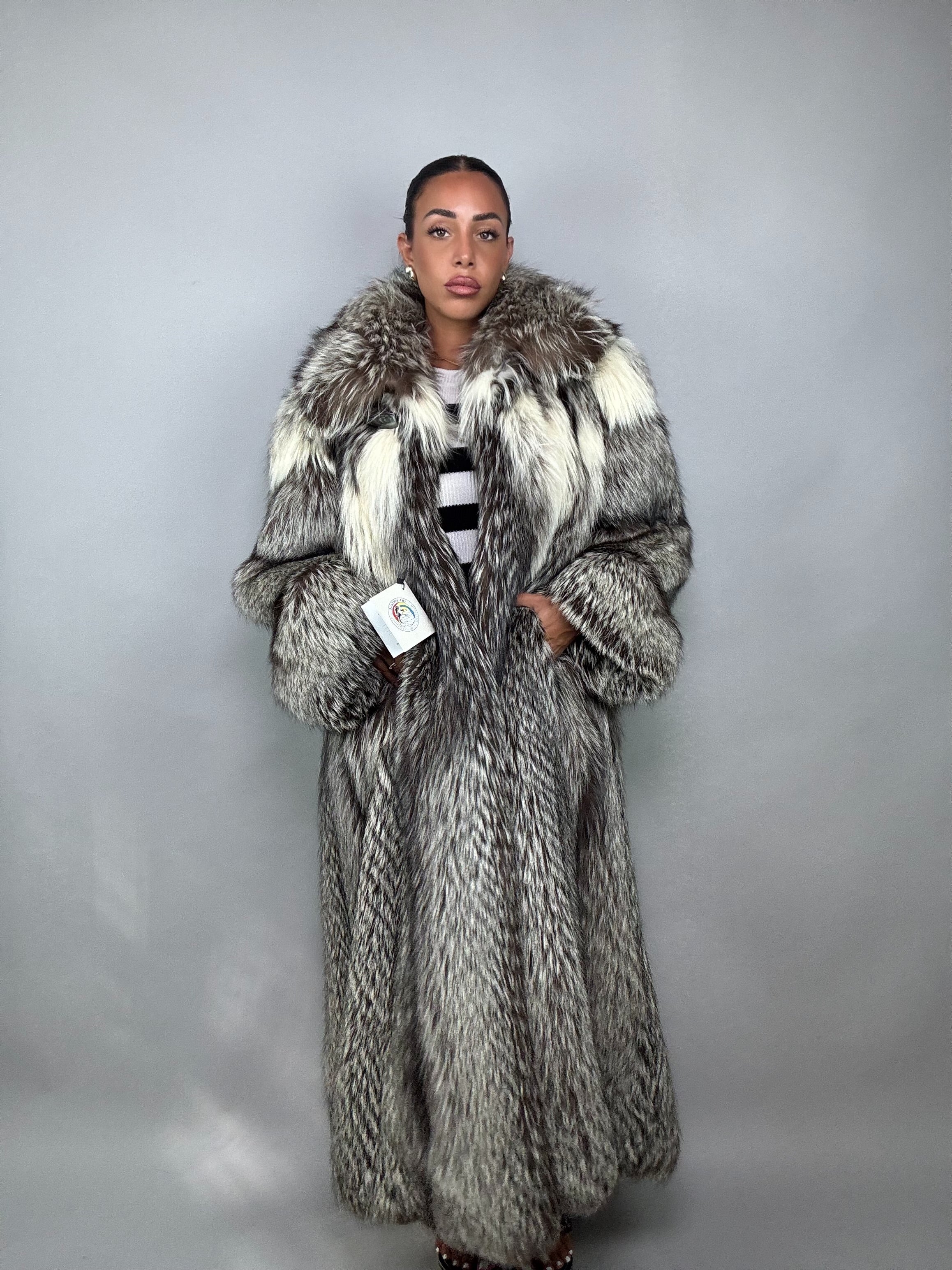 Cappotto in volpe argentata