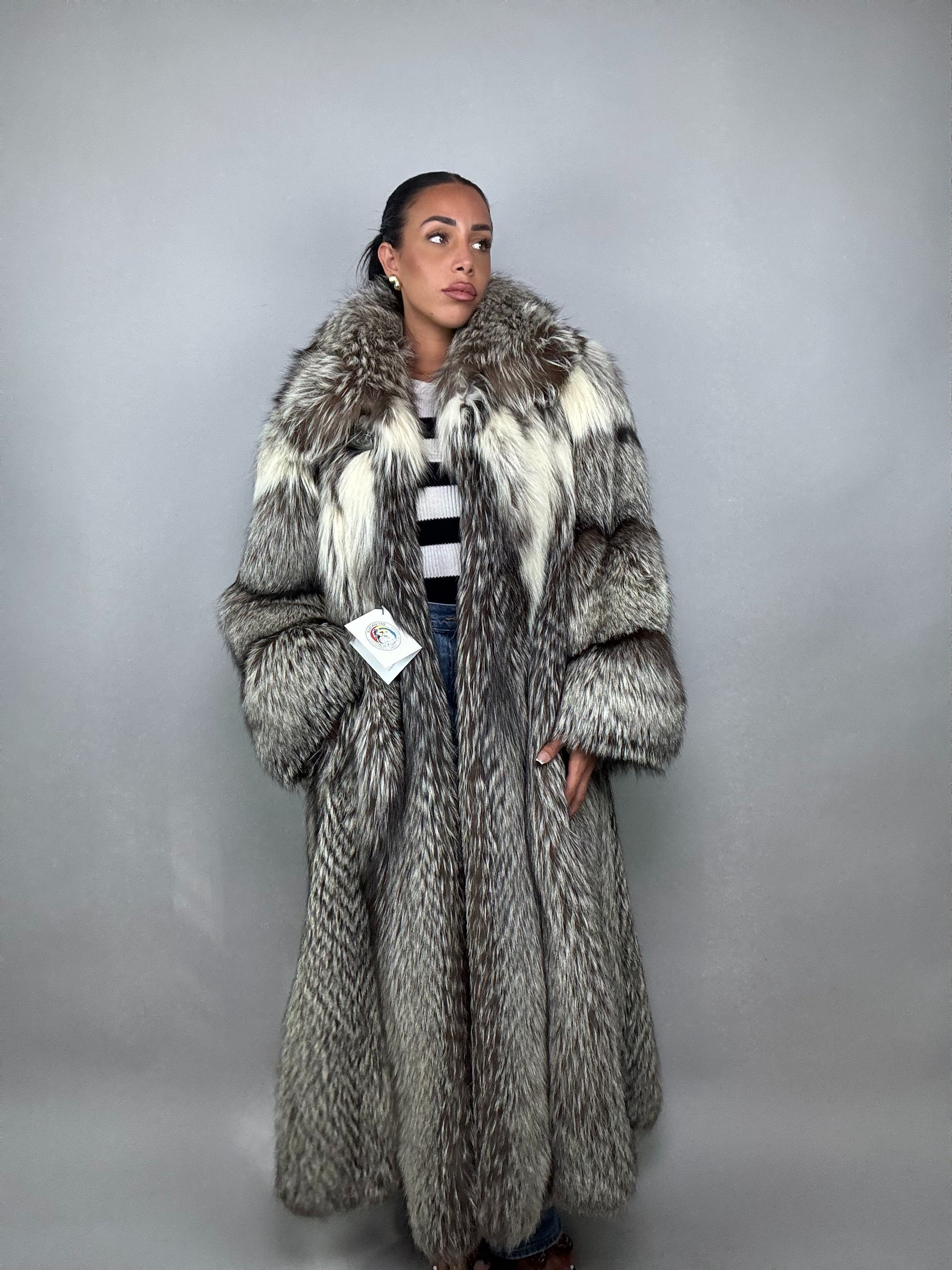 Cappotto in volpe argentata
