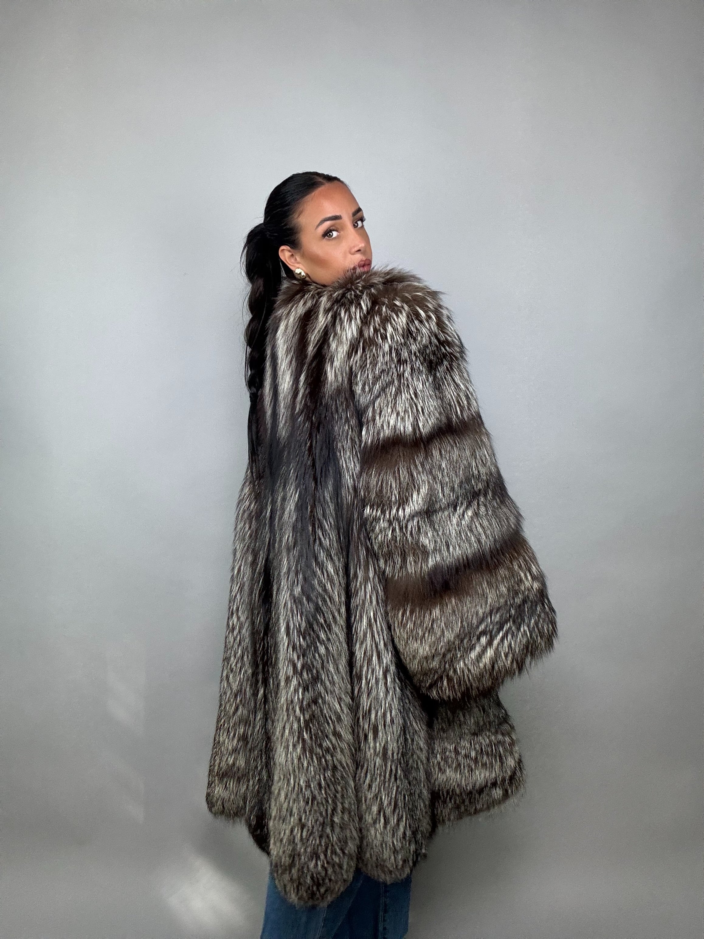 Cappotto in volpe argentata
