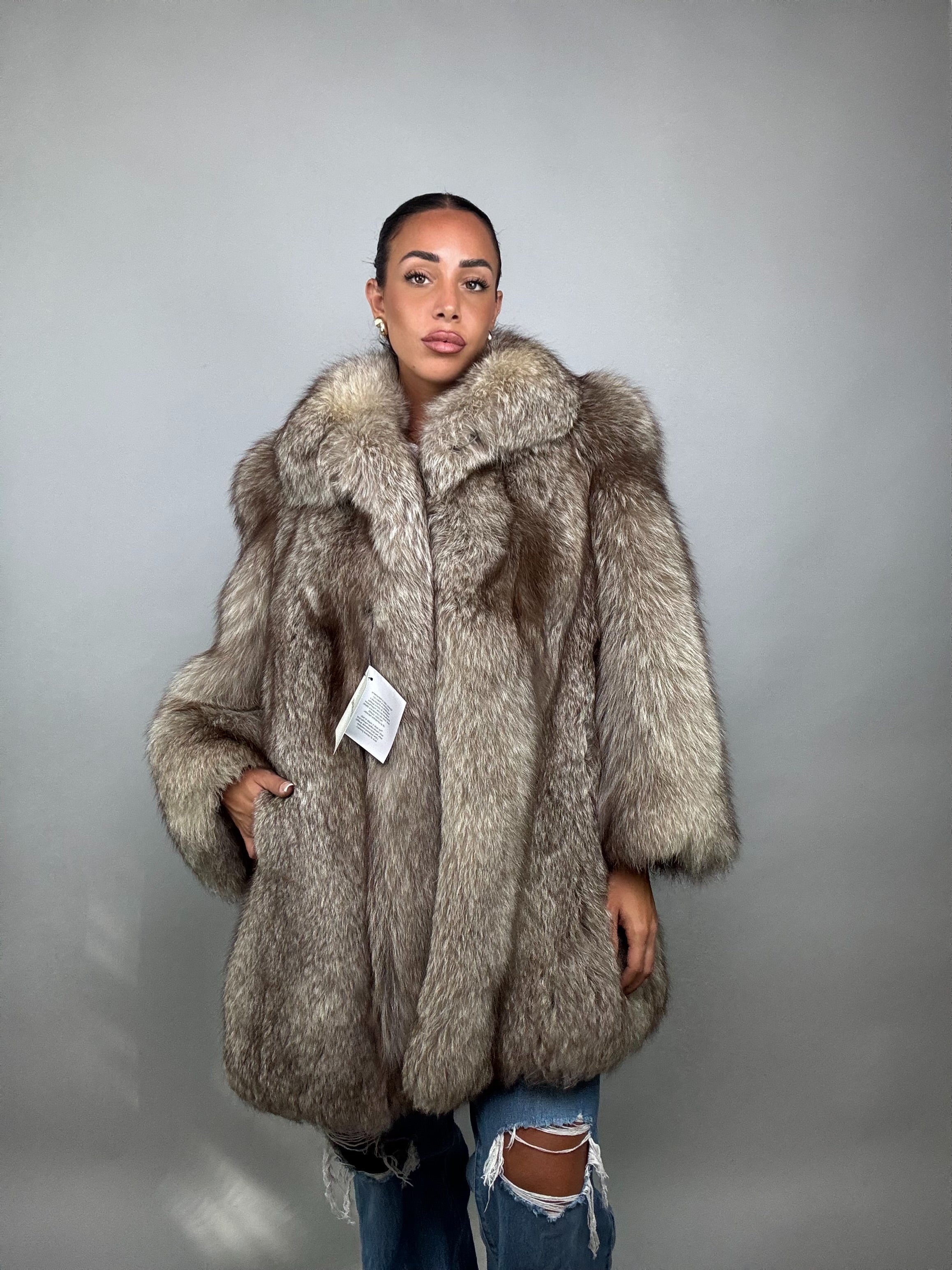Cappotto in volpe argentata
