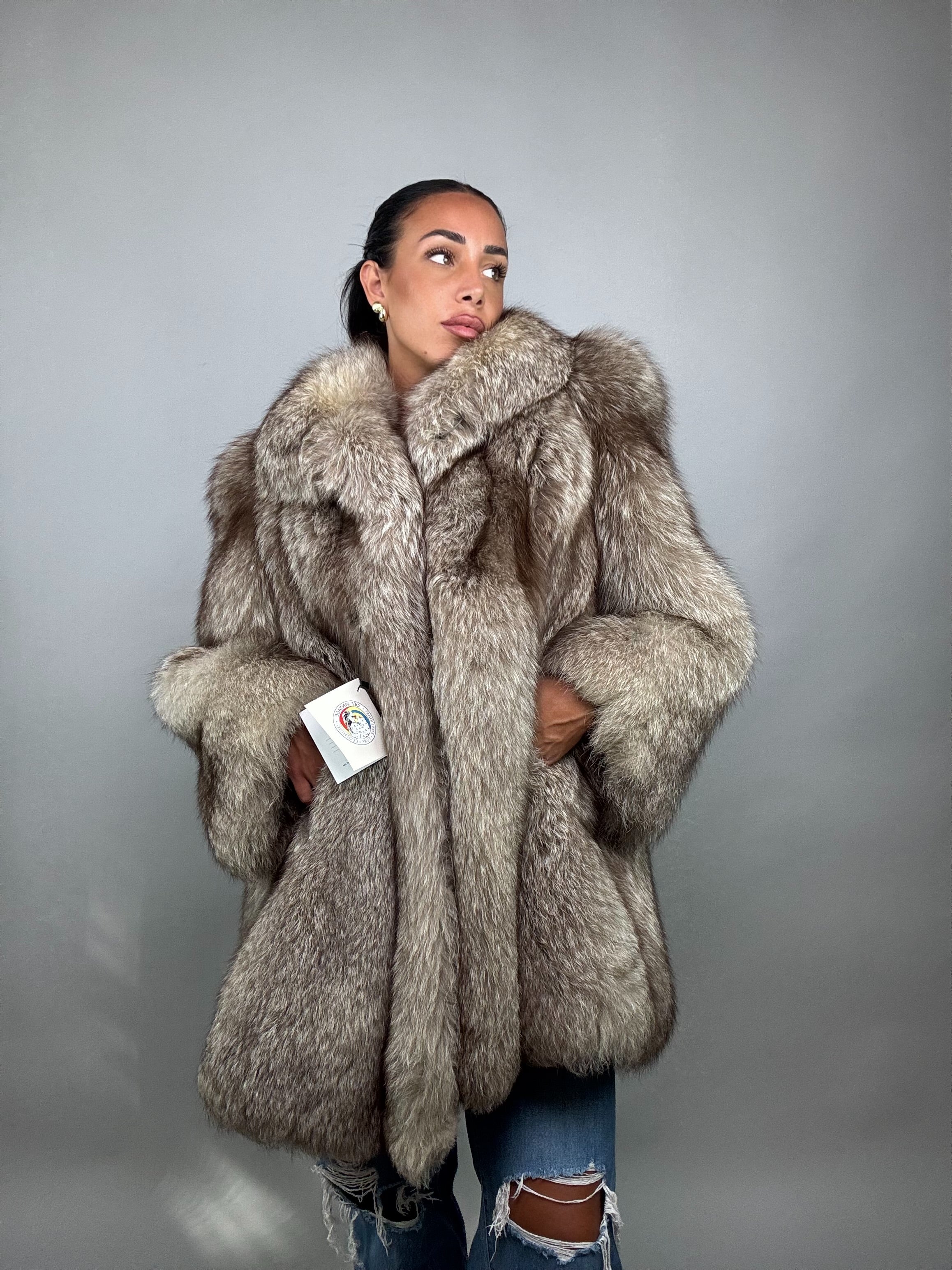 Cappotto in volpe argentata