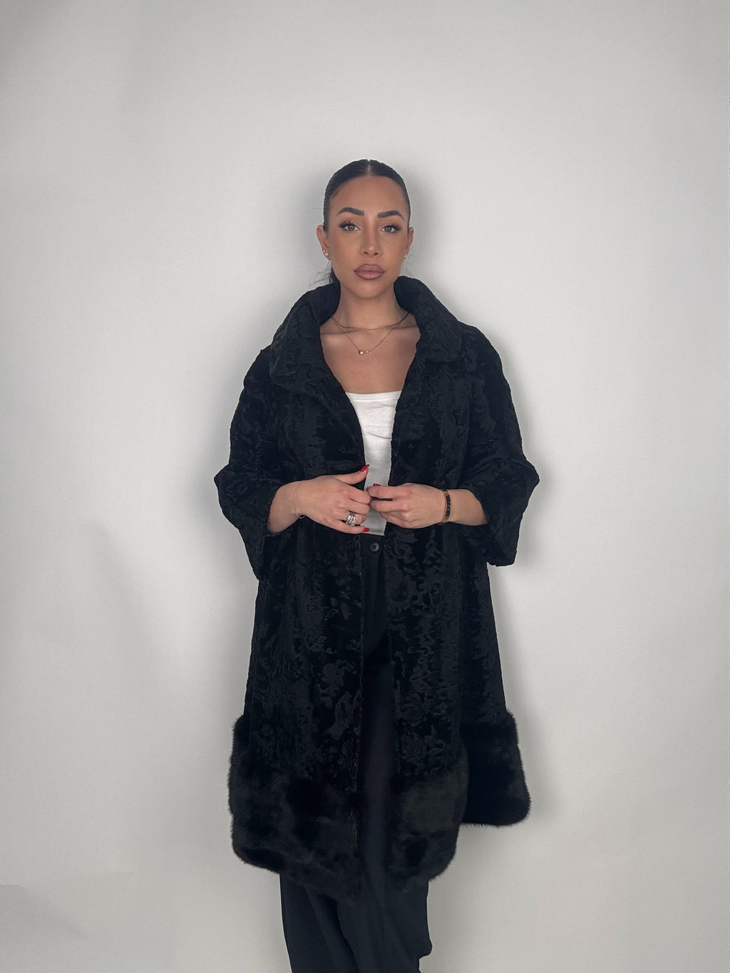 Cappotto in astrakan e visone N69
