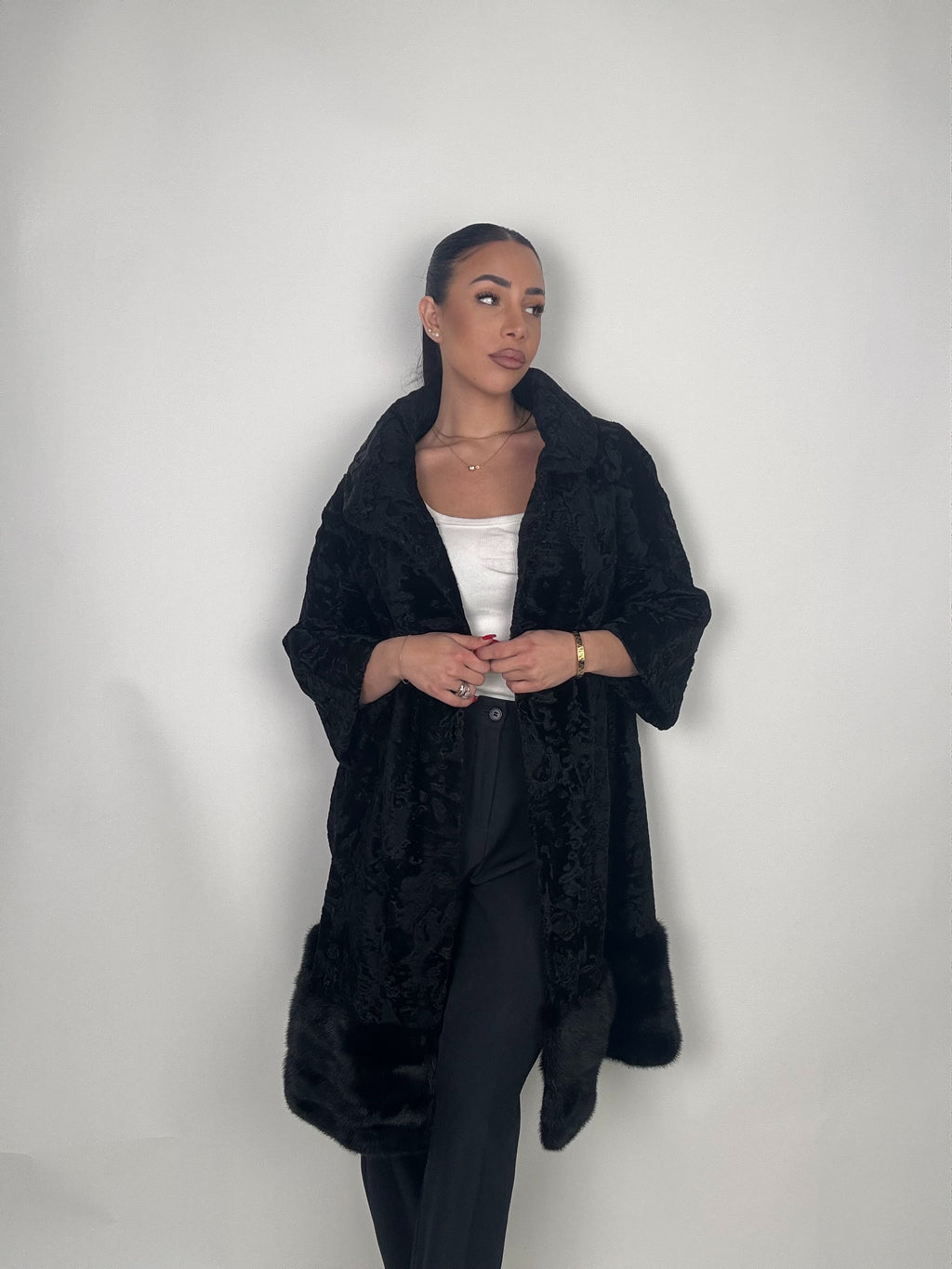 Cappotto in astrakan e visone N69