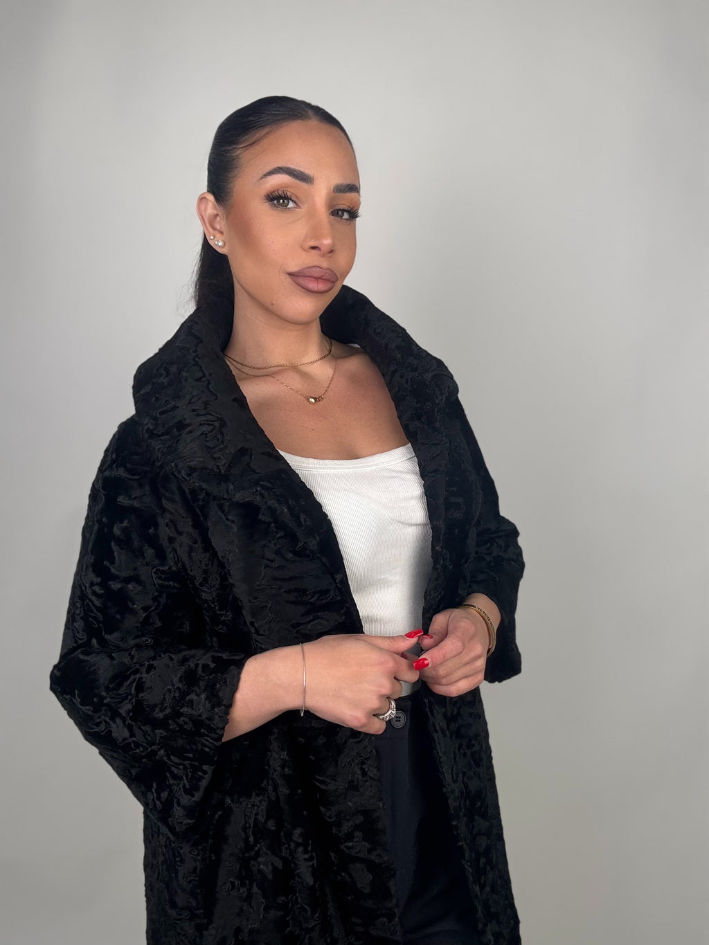 Cappotto in astrakan e visone N69