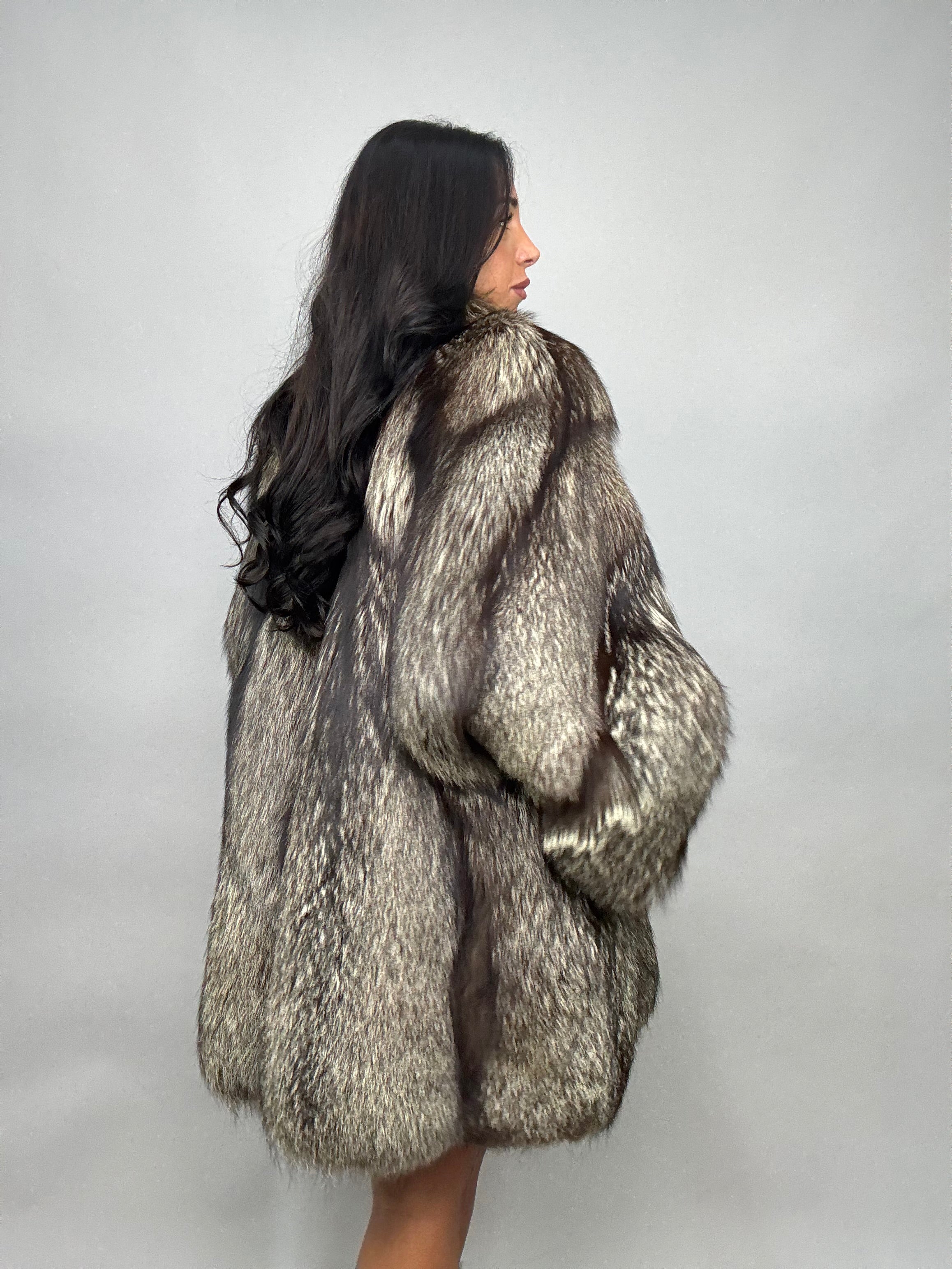 Cappotto in volpe argentata