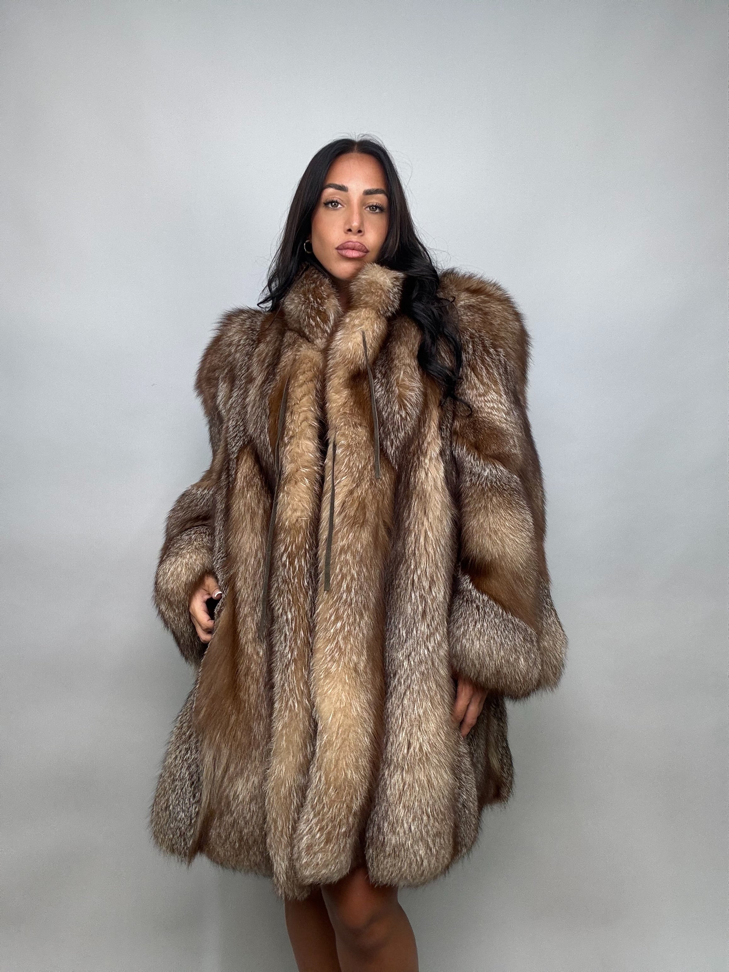 Cappotto in volpe argentata