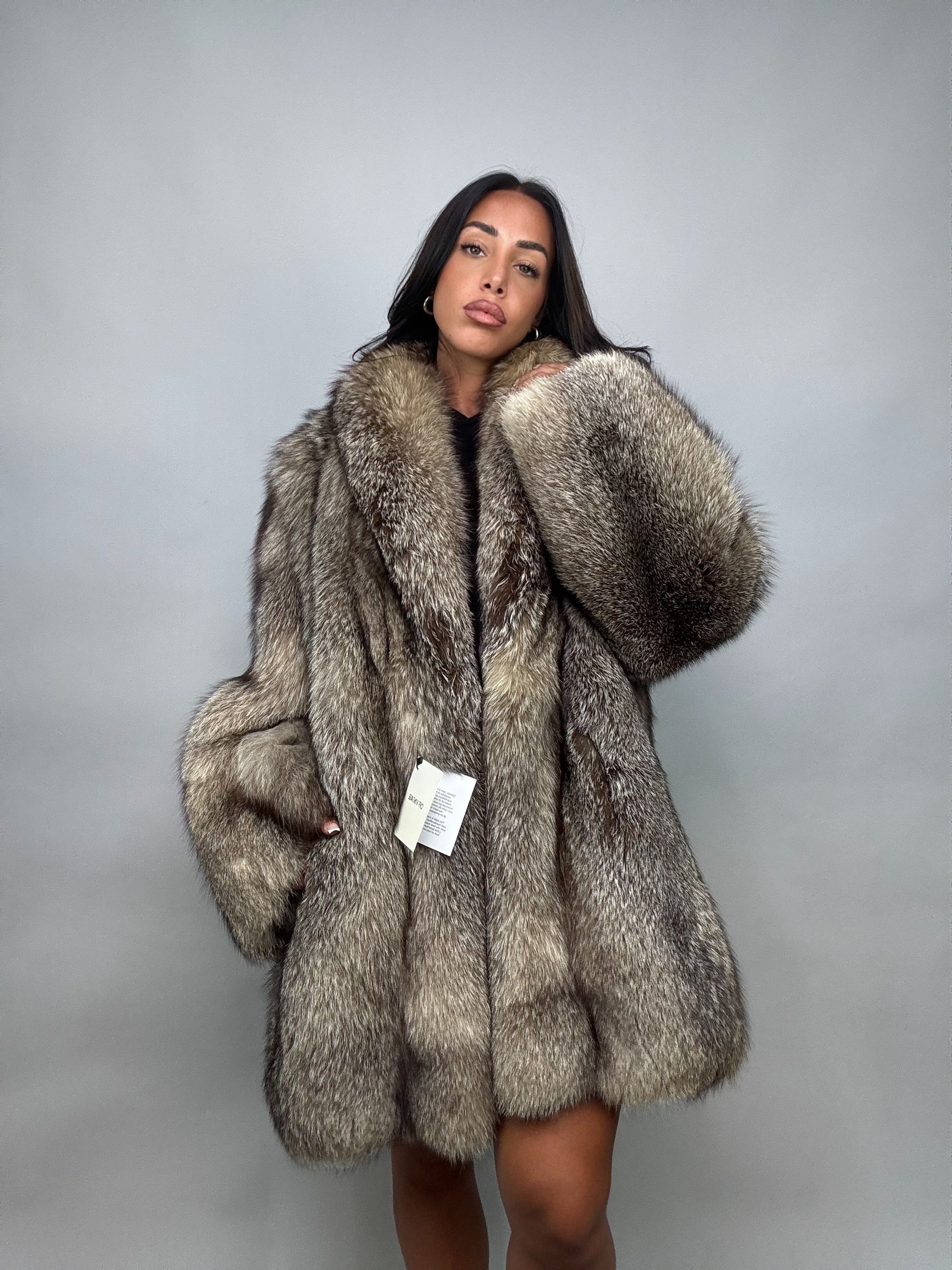 Cappotto in volpe argentata