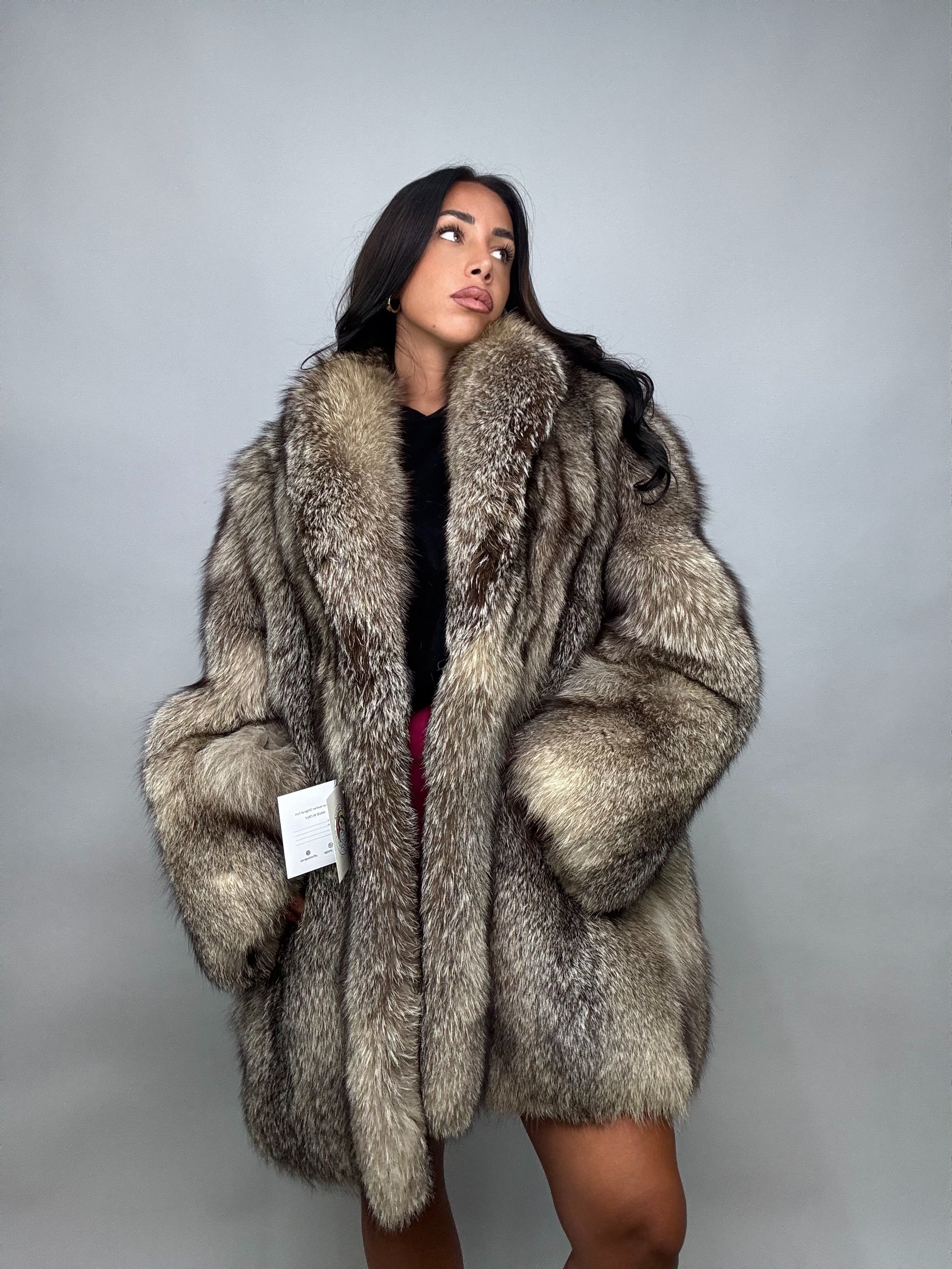 Cappotto in volpe argentata