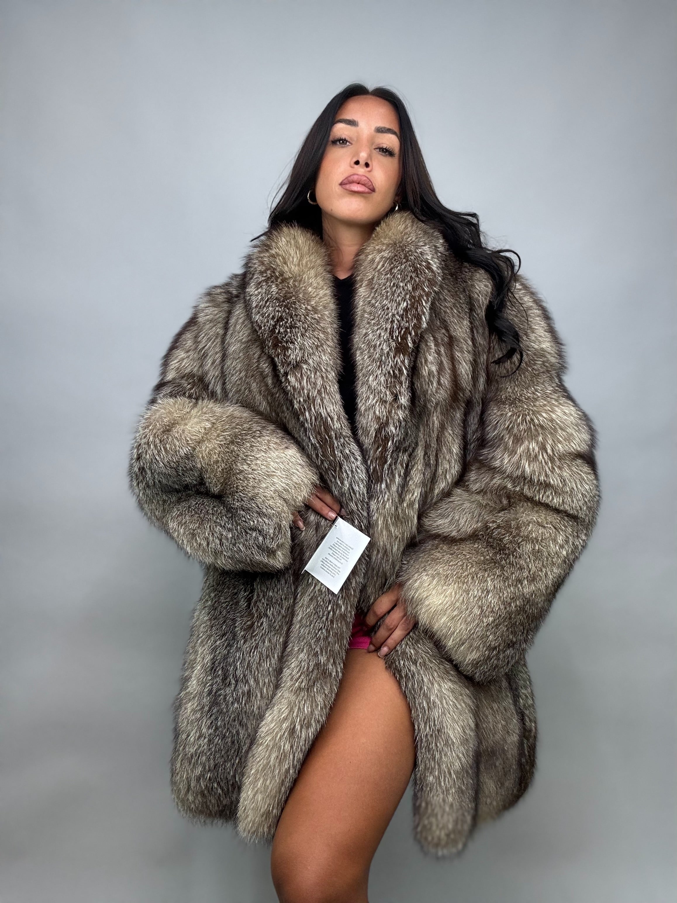 Cappotto in volpe argentata