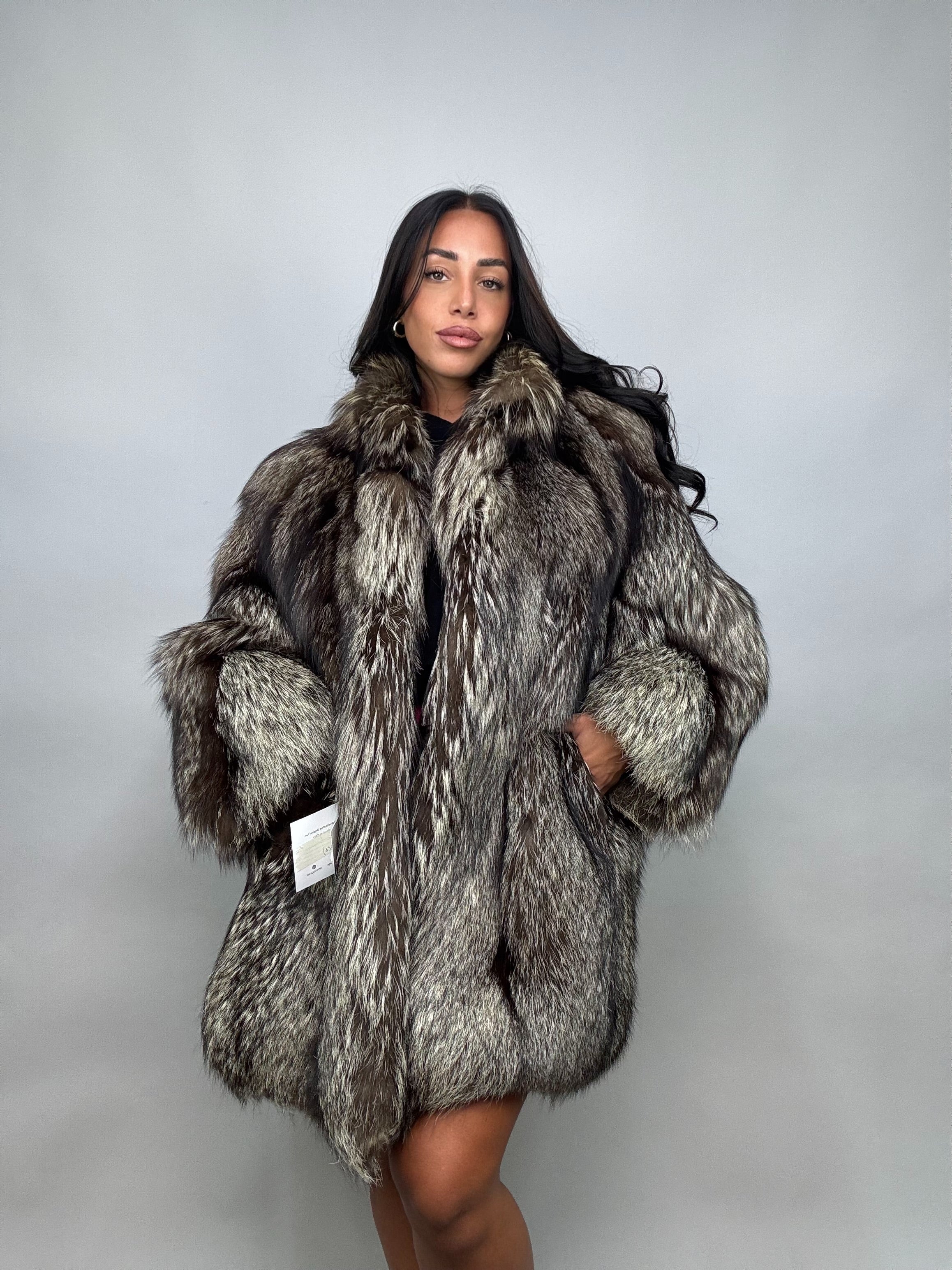 Cappotto in volpe argentata