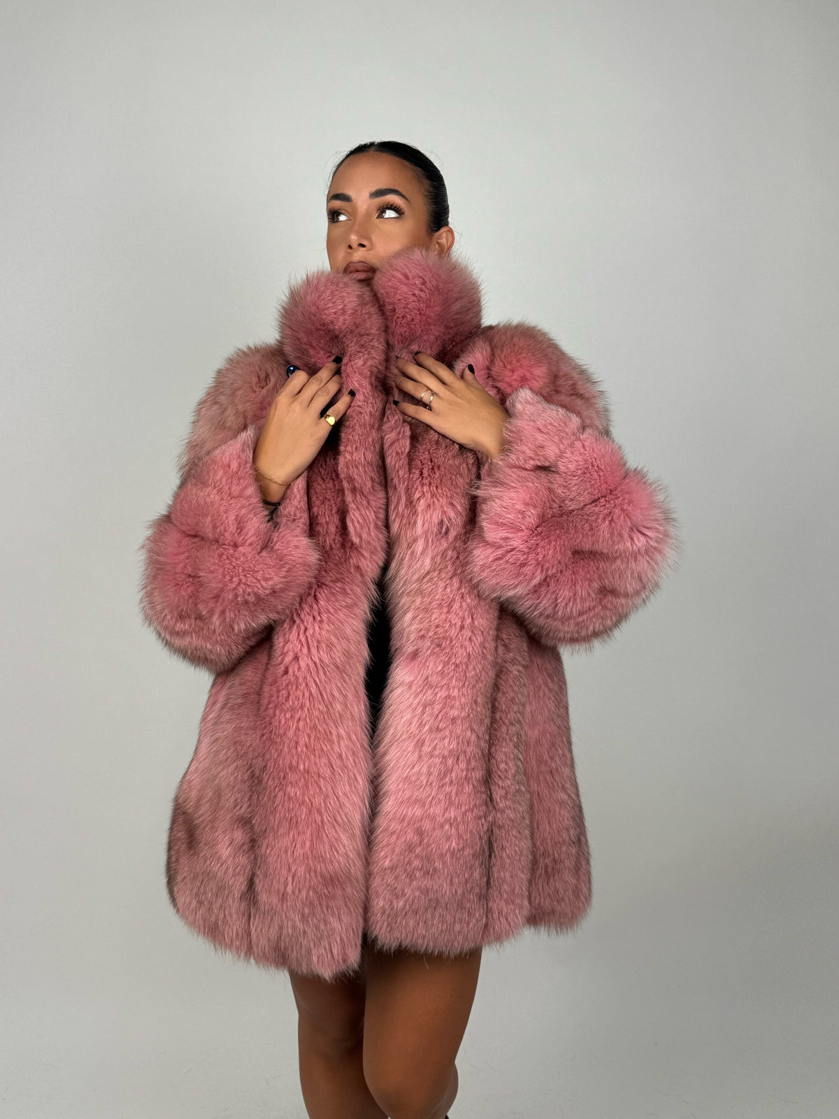 Giacca in volpe pink N136