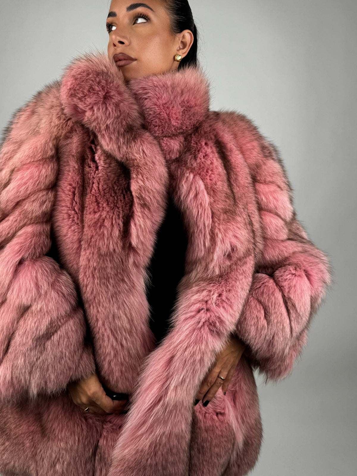 Giacca in volpe pink N136