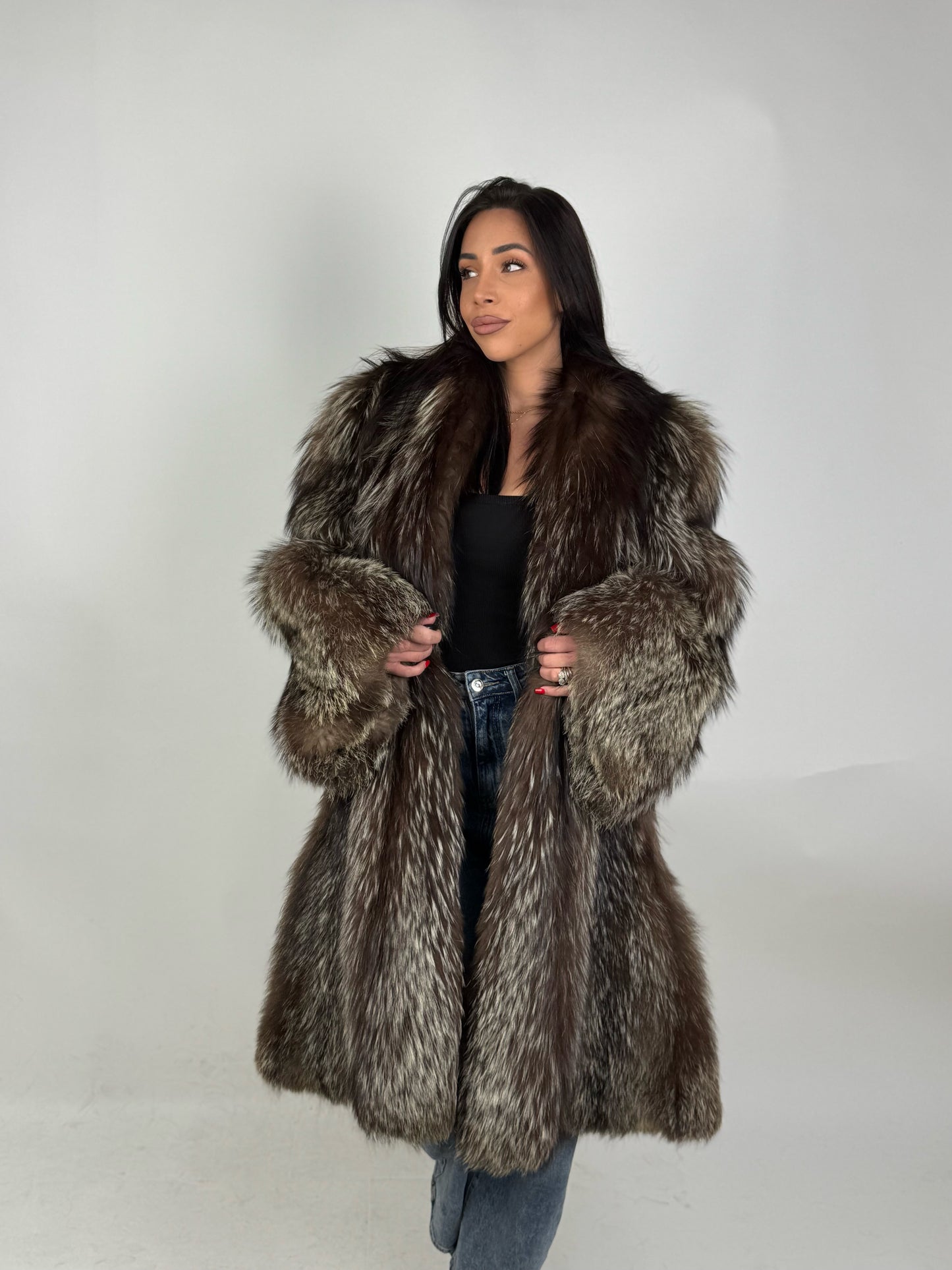 Cappotto in volpe argentata N531