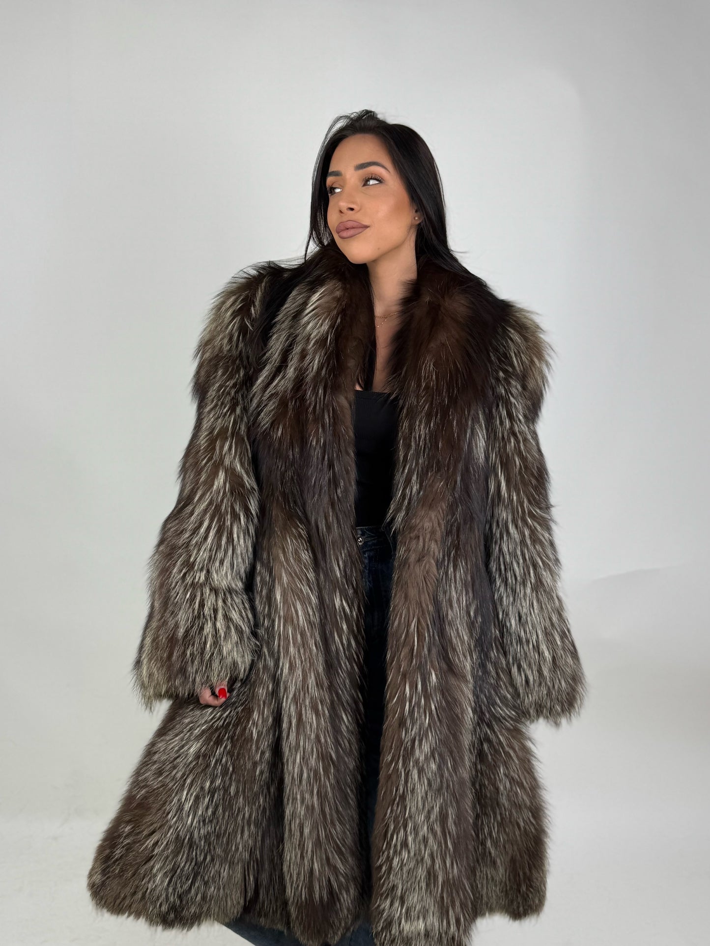 Cappotto in volpe argentata N531