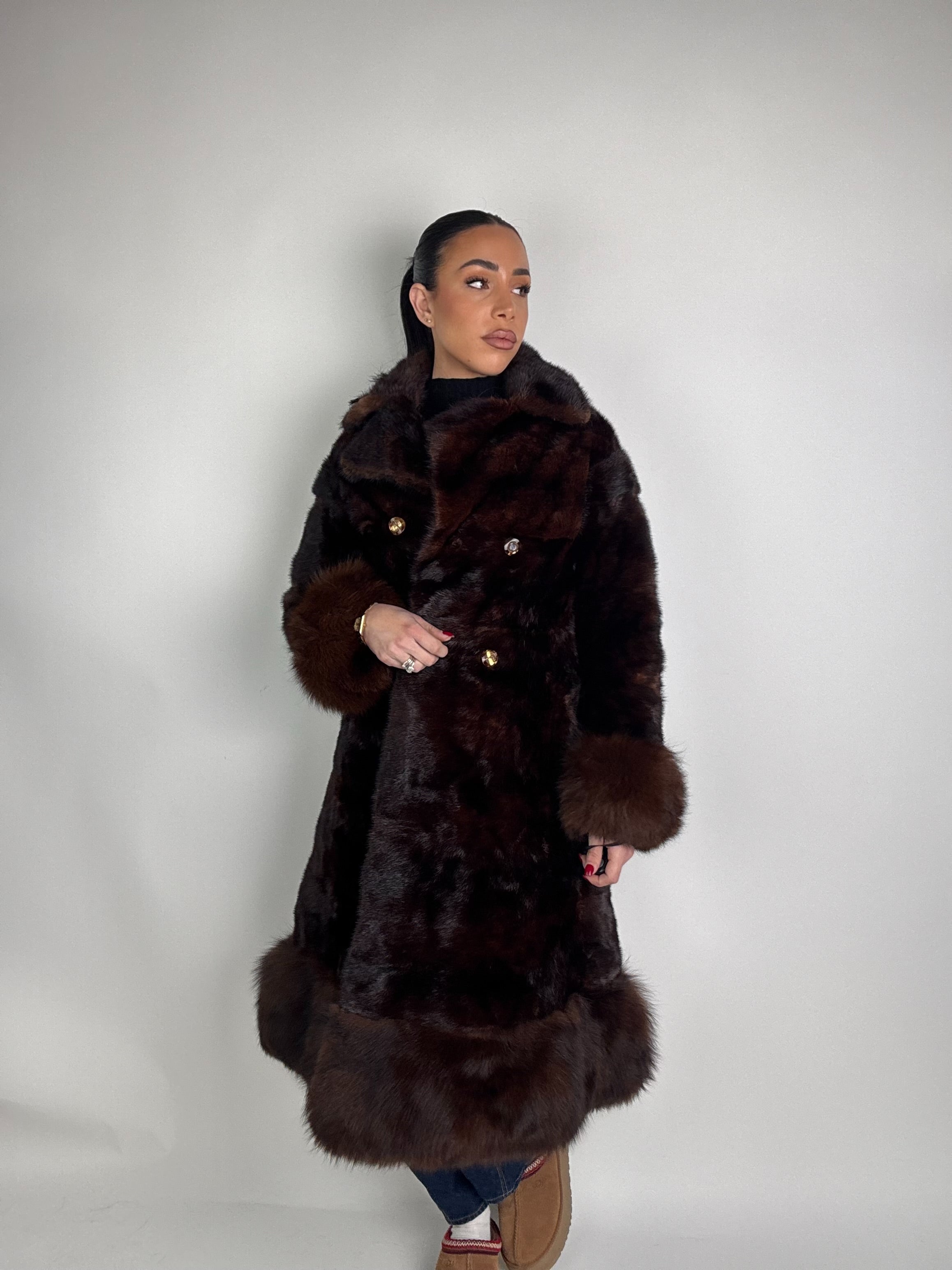 Cappotto in visone e volpe N541