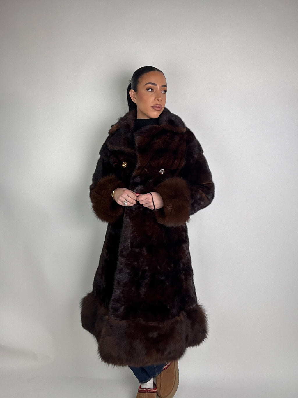 Cappotto in visone e volpe N541