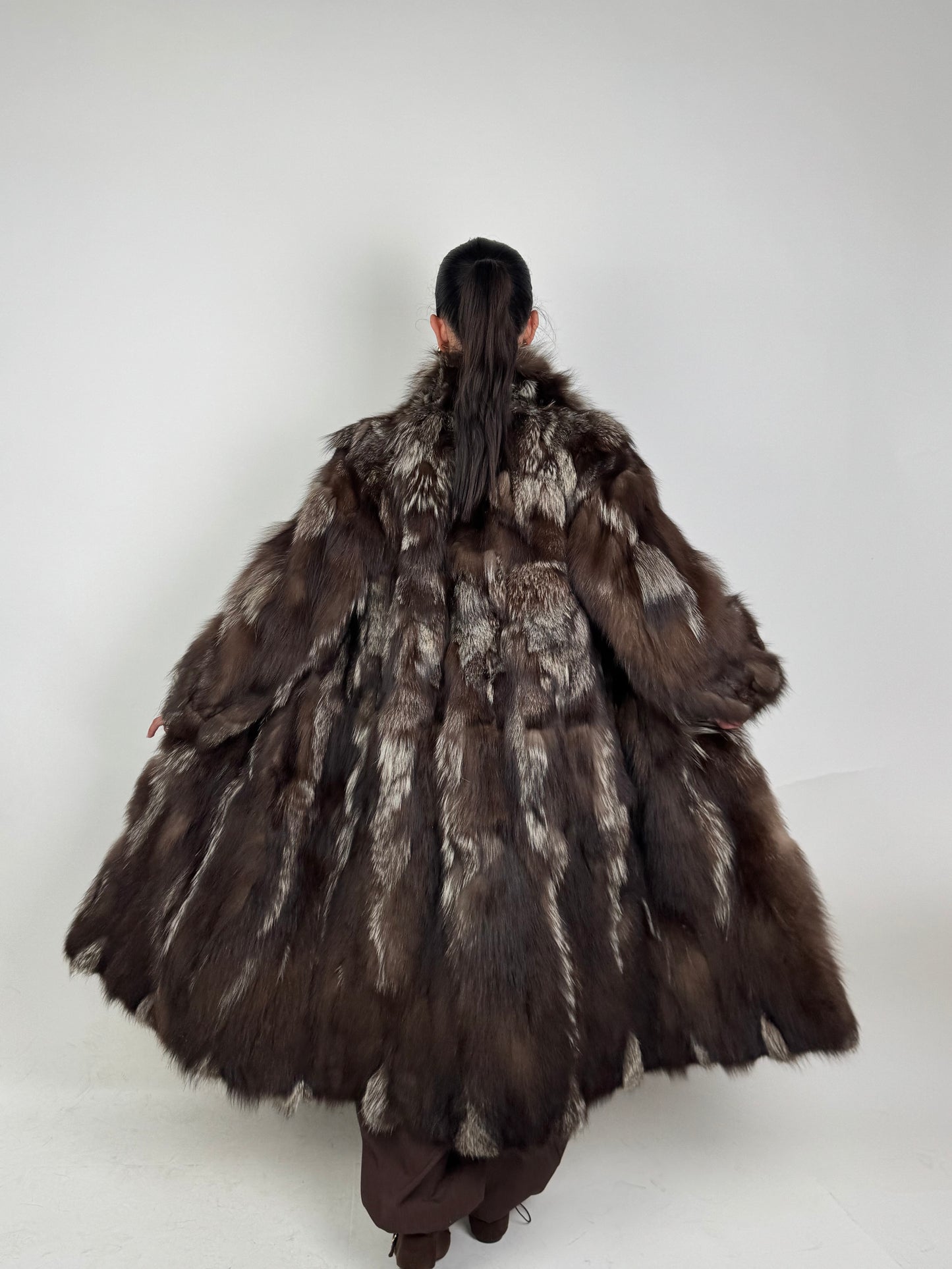 Cappotto in volpe argentata con fondo rimovibile N534