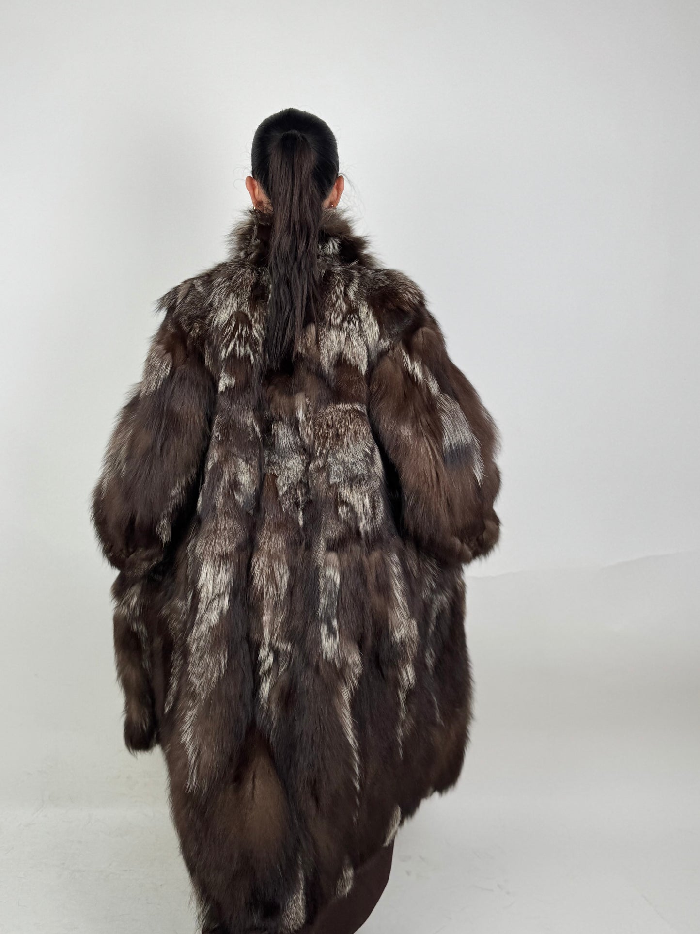 Cappotto in volpe argentata con fondo rimovibile N534
