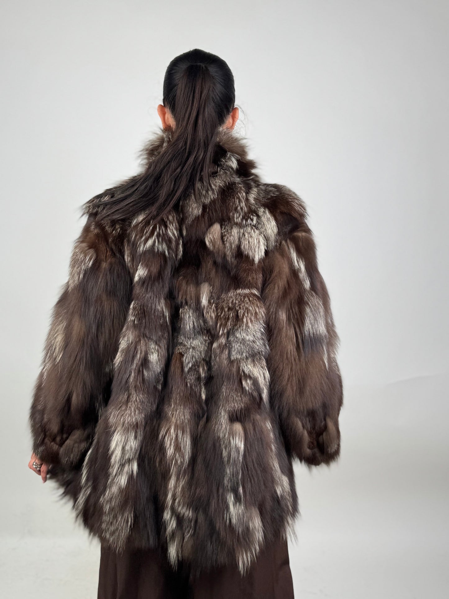 Cappotto in volpe argentata con fondo rimovibile N534