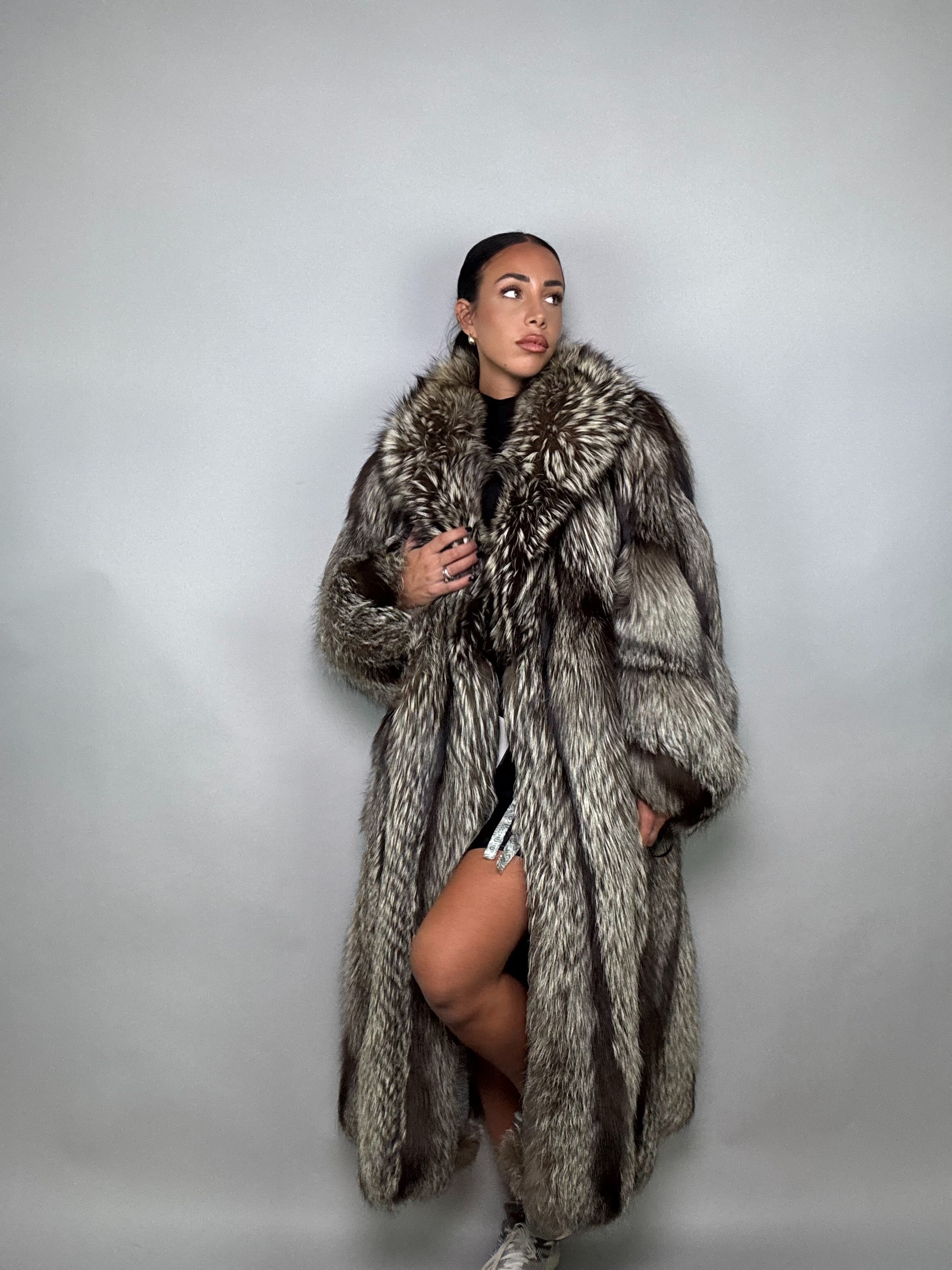 Cappotto in volpe argentata