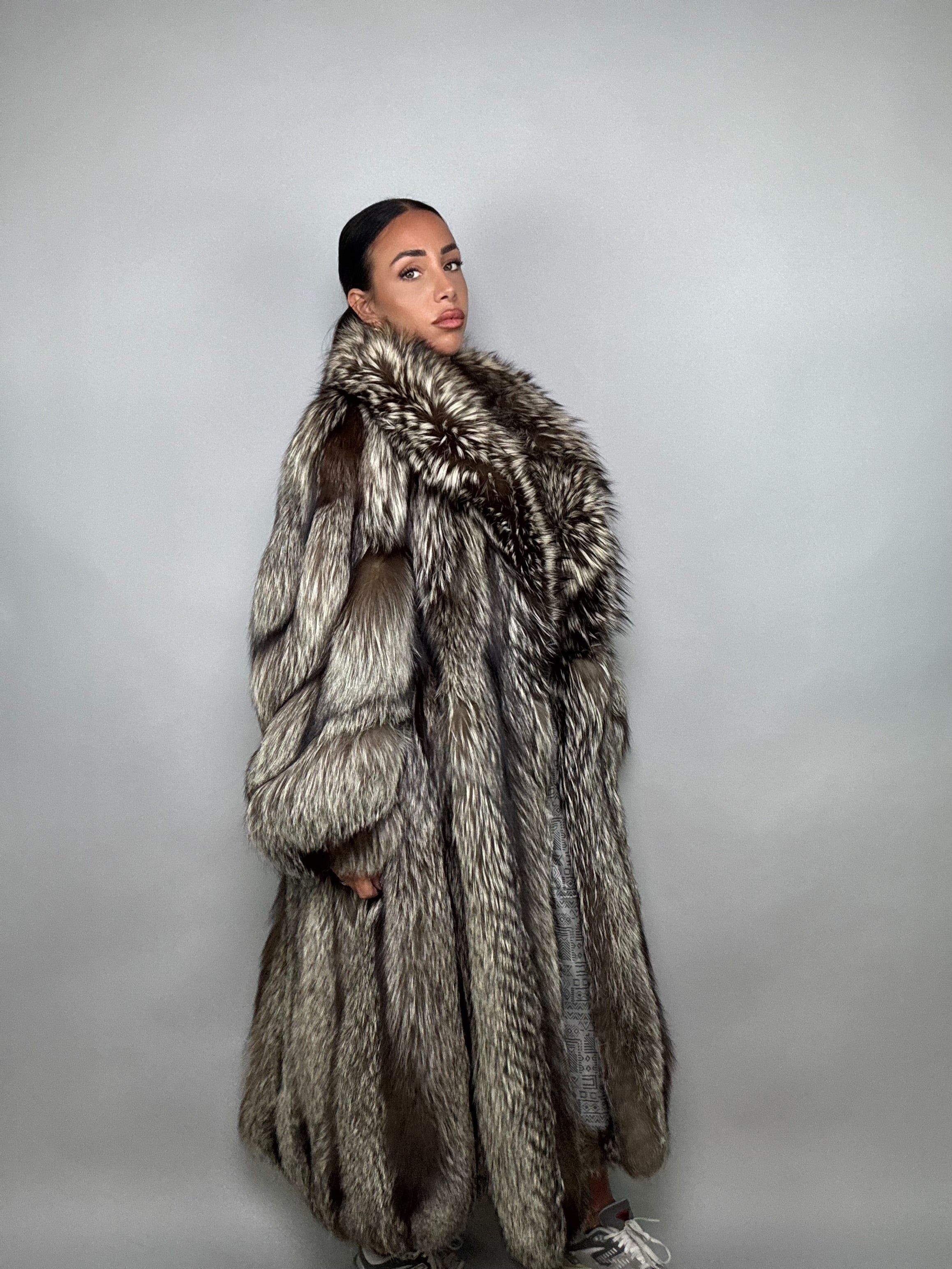 Cappotto in volpe argentata