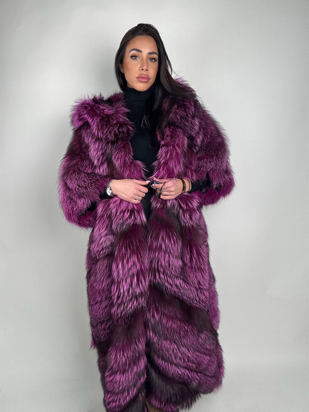Cappotto in volpe argentata