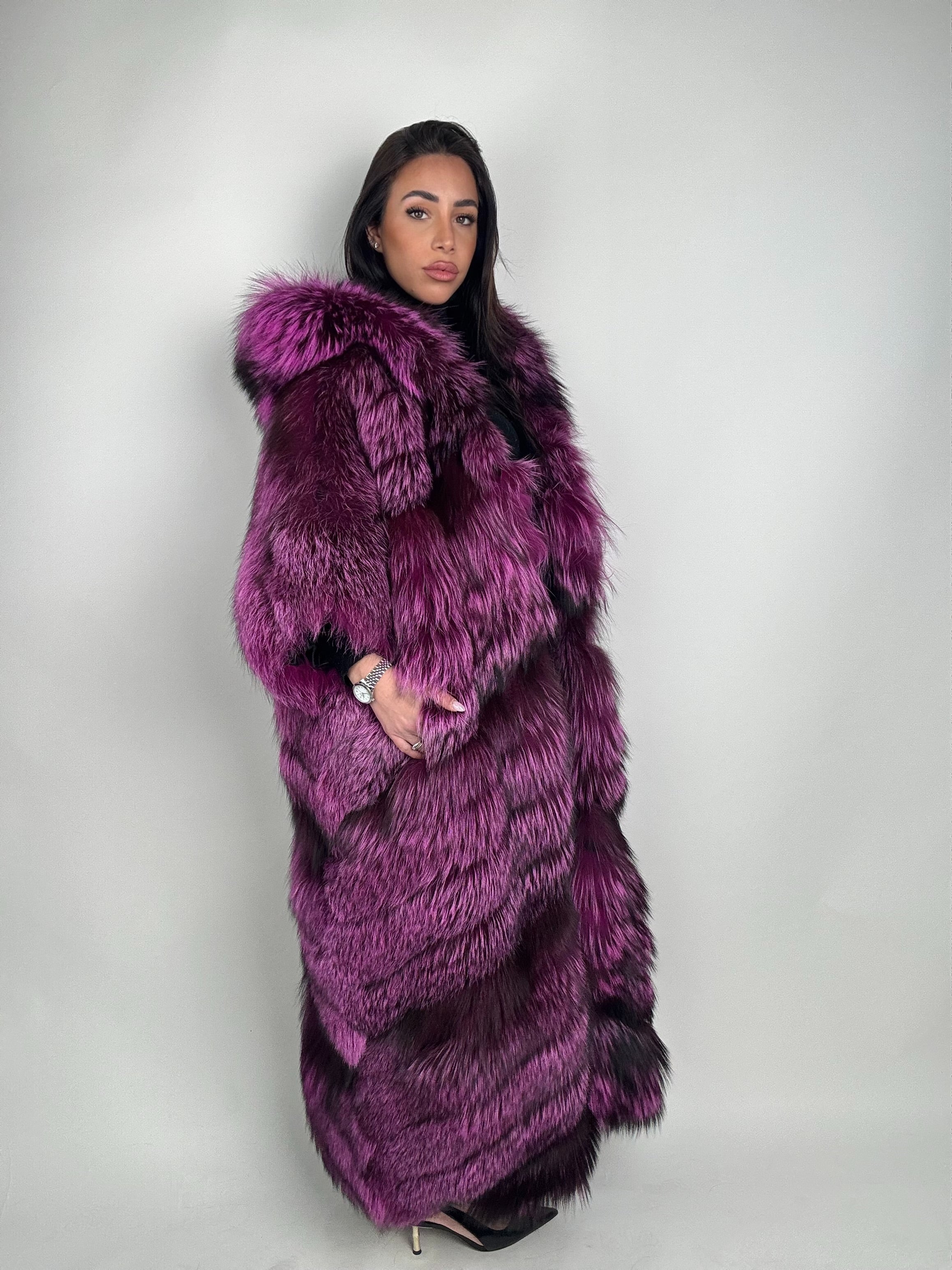 Cappotto in volpe argentata