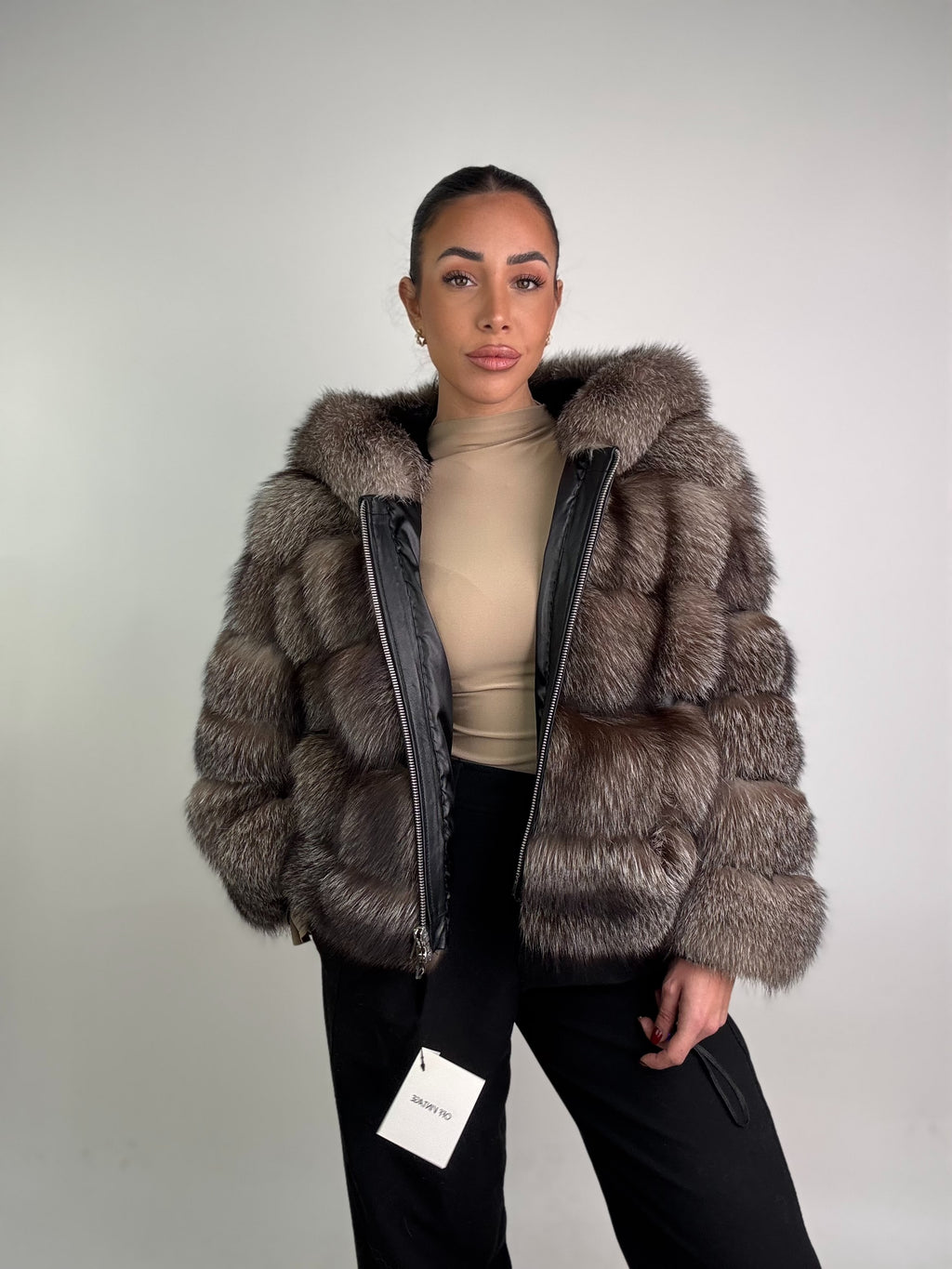 Bomber in volpe argentata