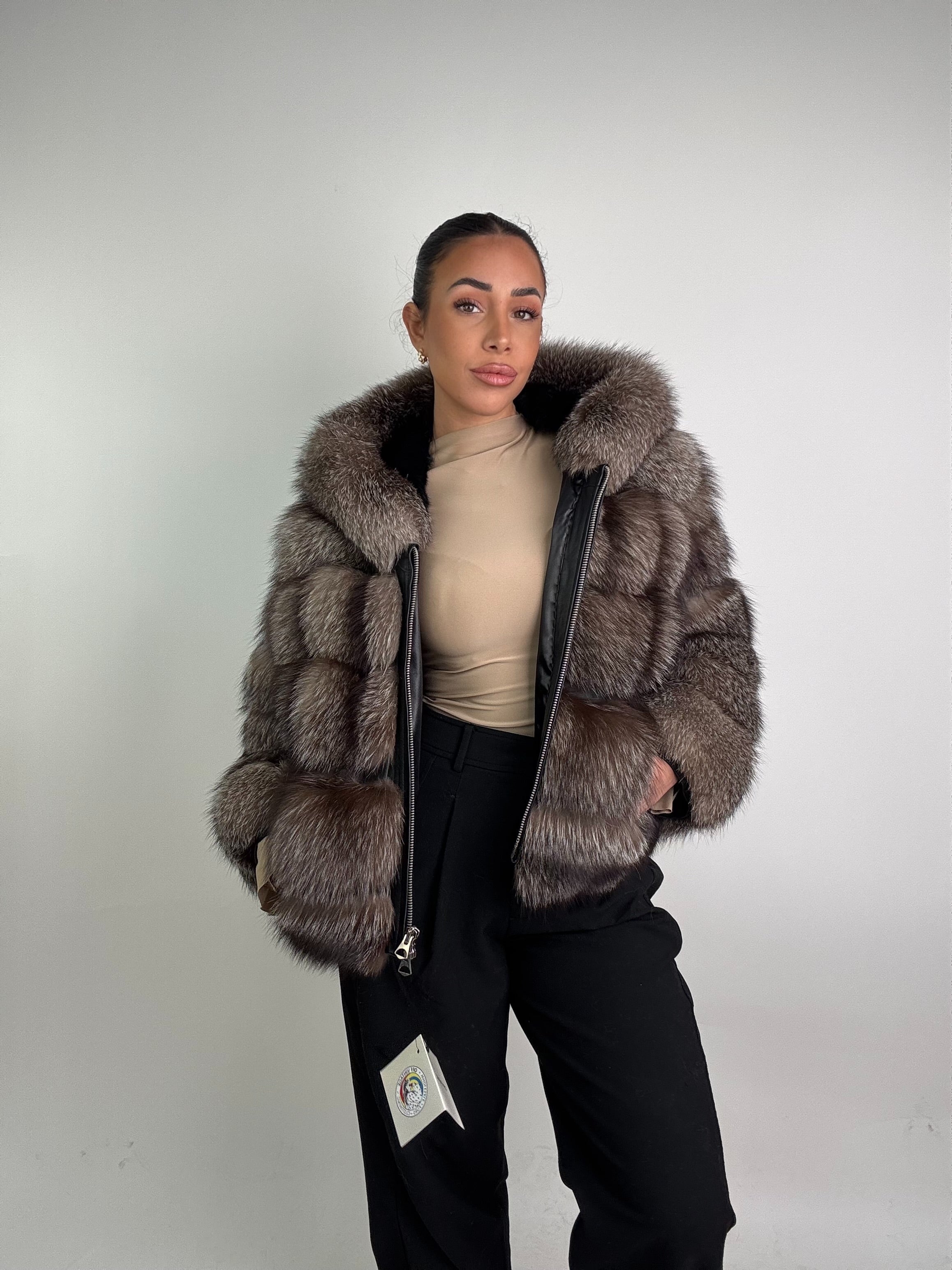 Bomber in volpe argentata