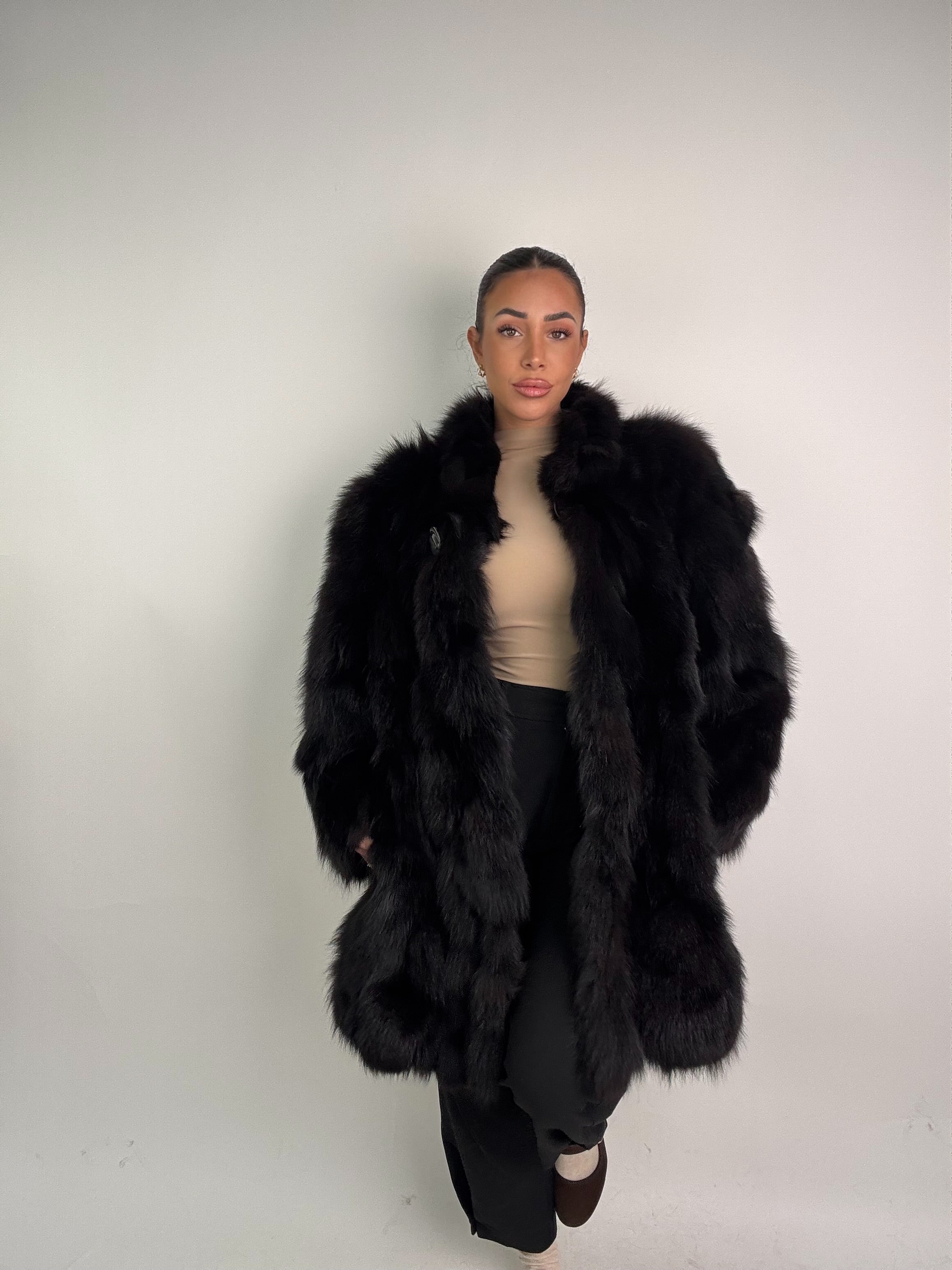 Giacca in volpe total black N51