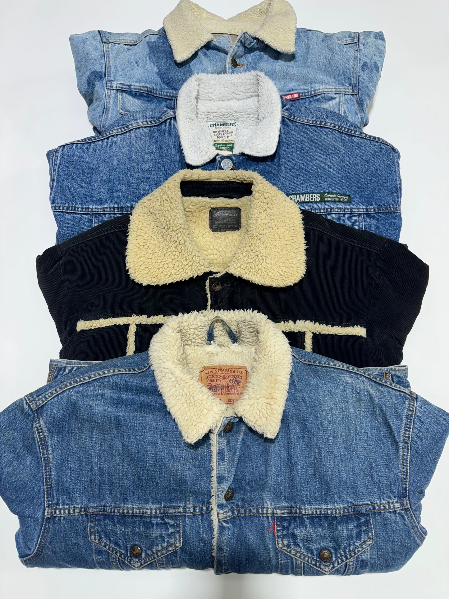 Box mix brand denim sherpa