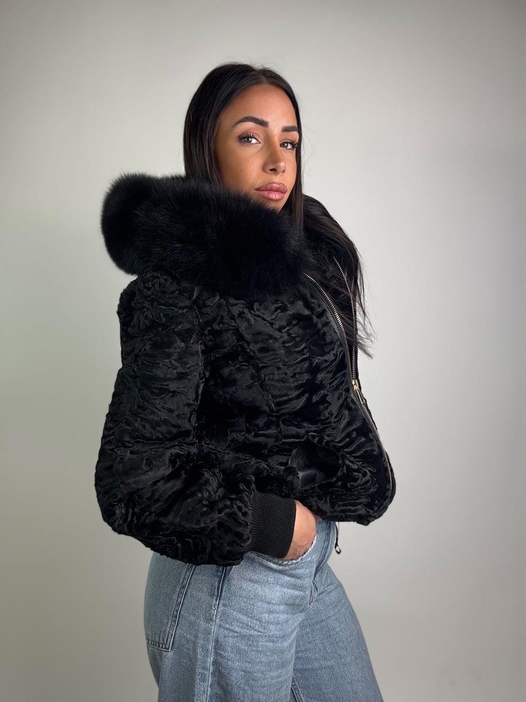 Bomber in astrakan e volpe N54