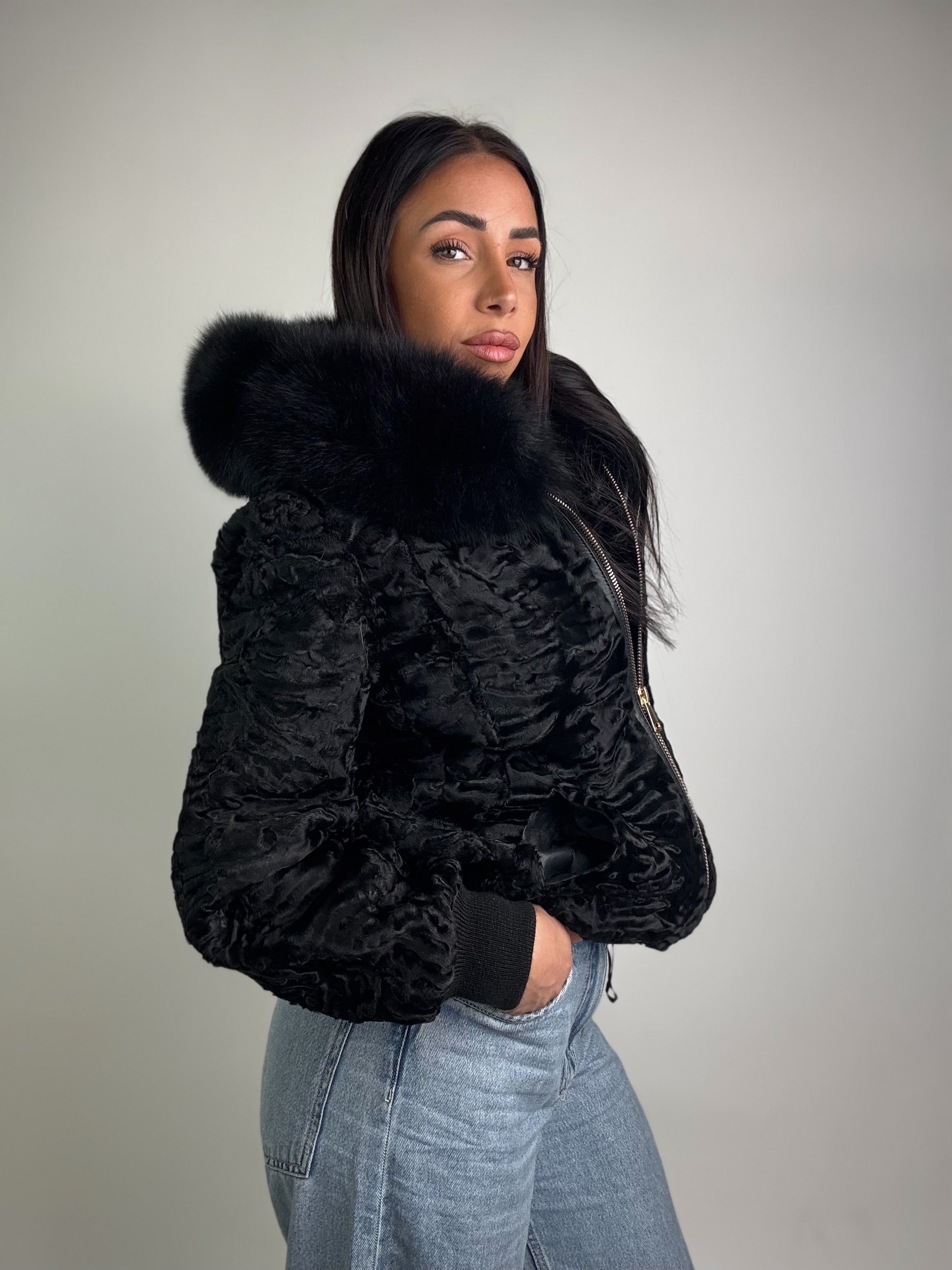 Bomber in astrakan e volpe N54