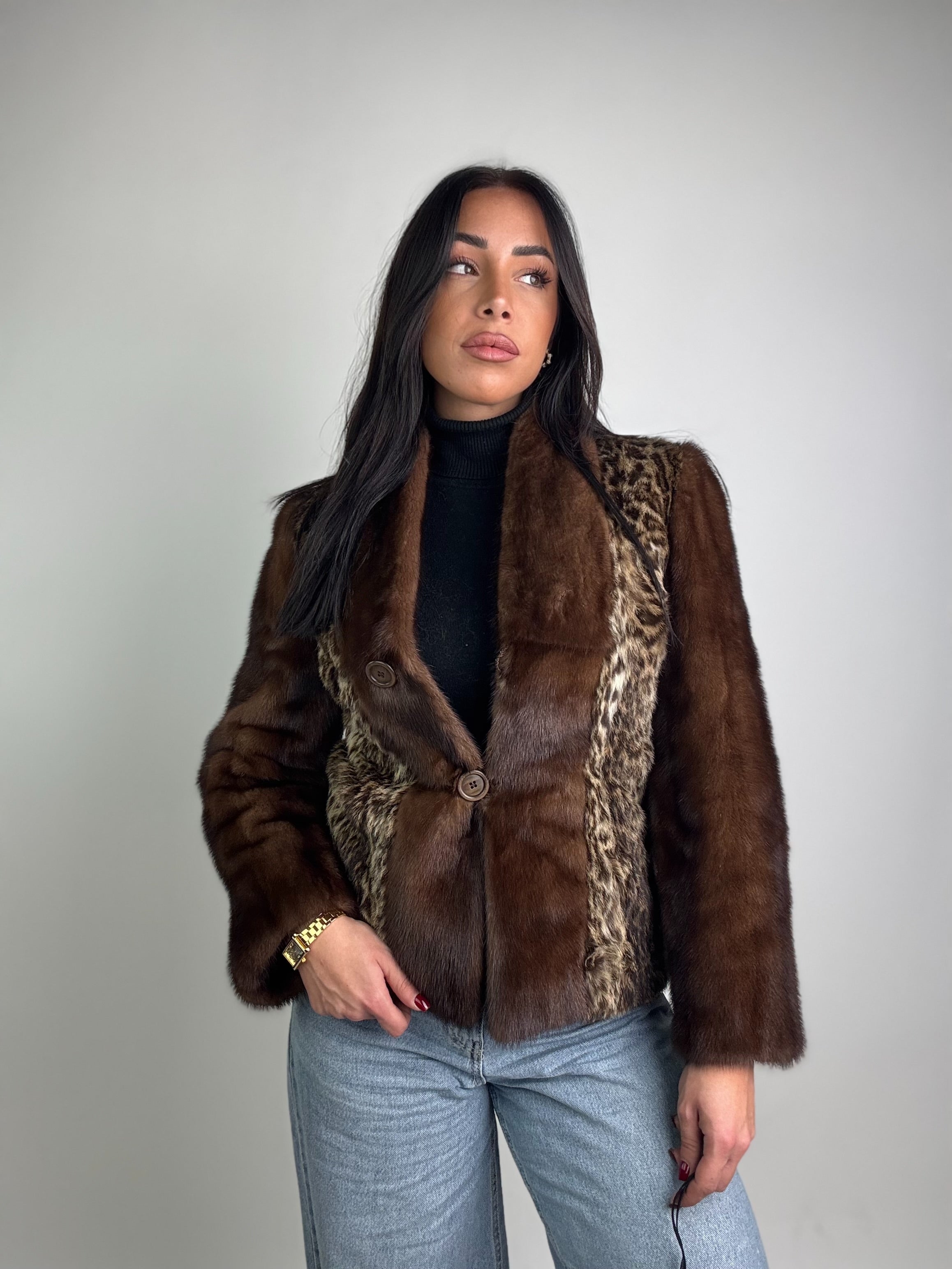 Giacca in ocelot e visone N18