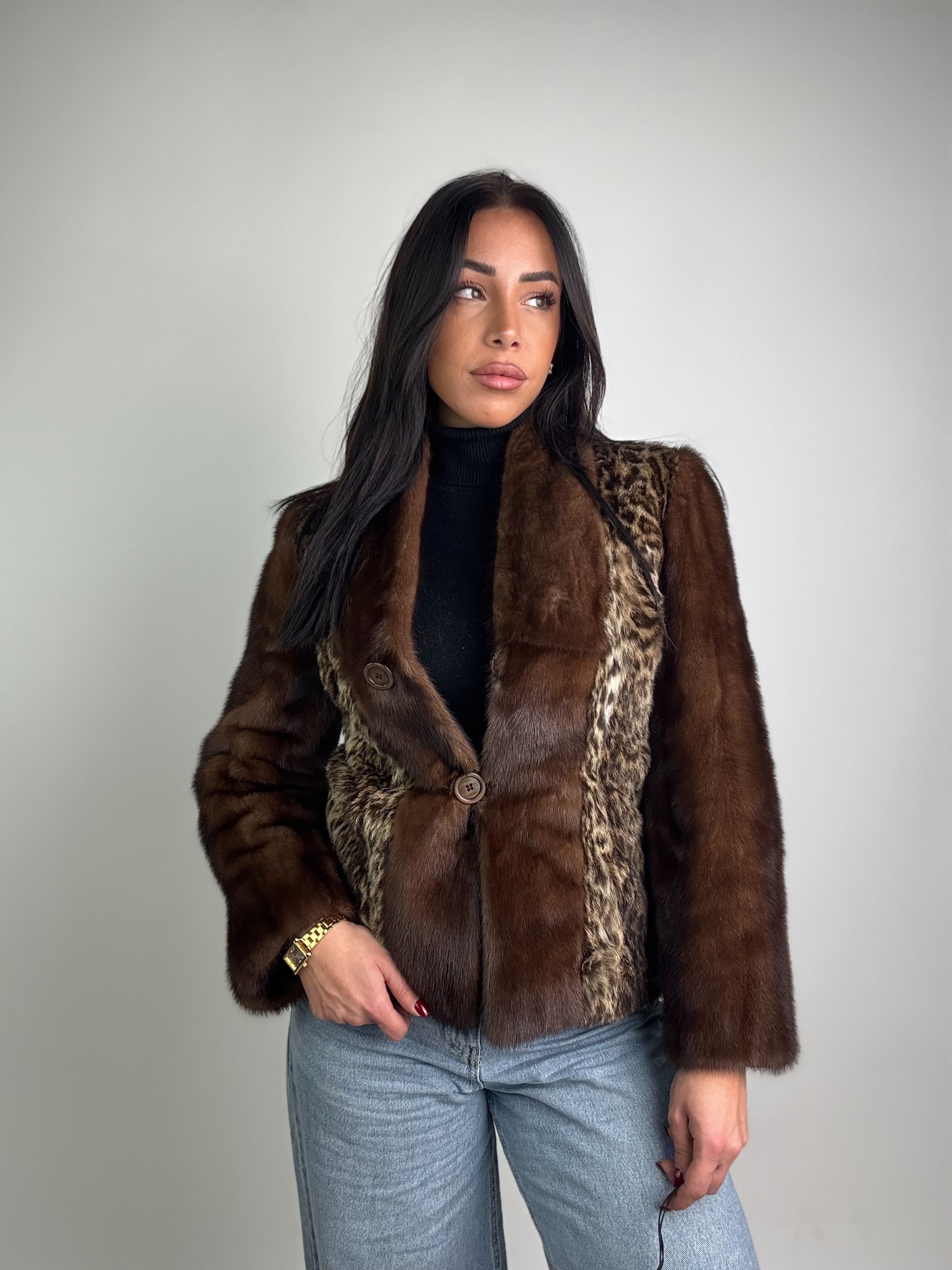 Giacca in ocelot e visone N18