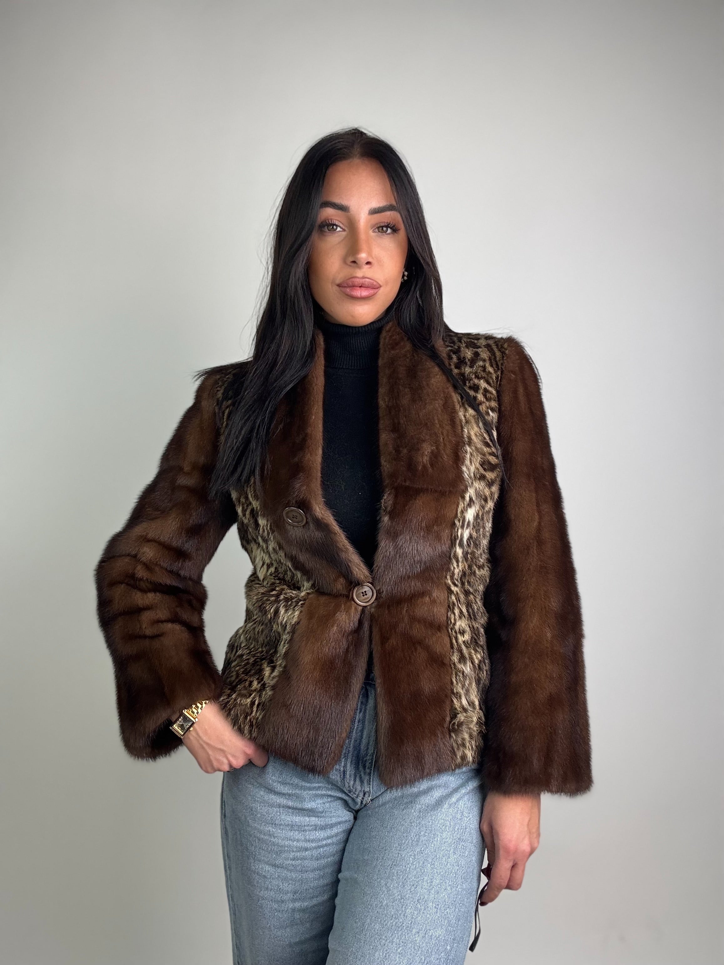 Giacca in ocelot e visone N18