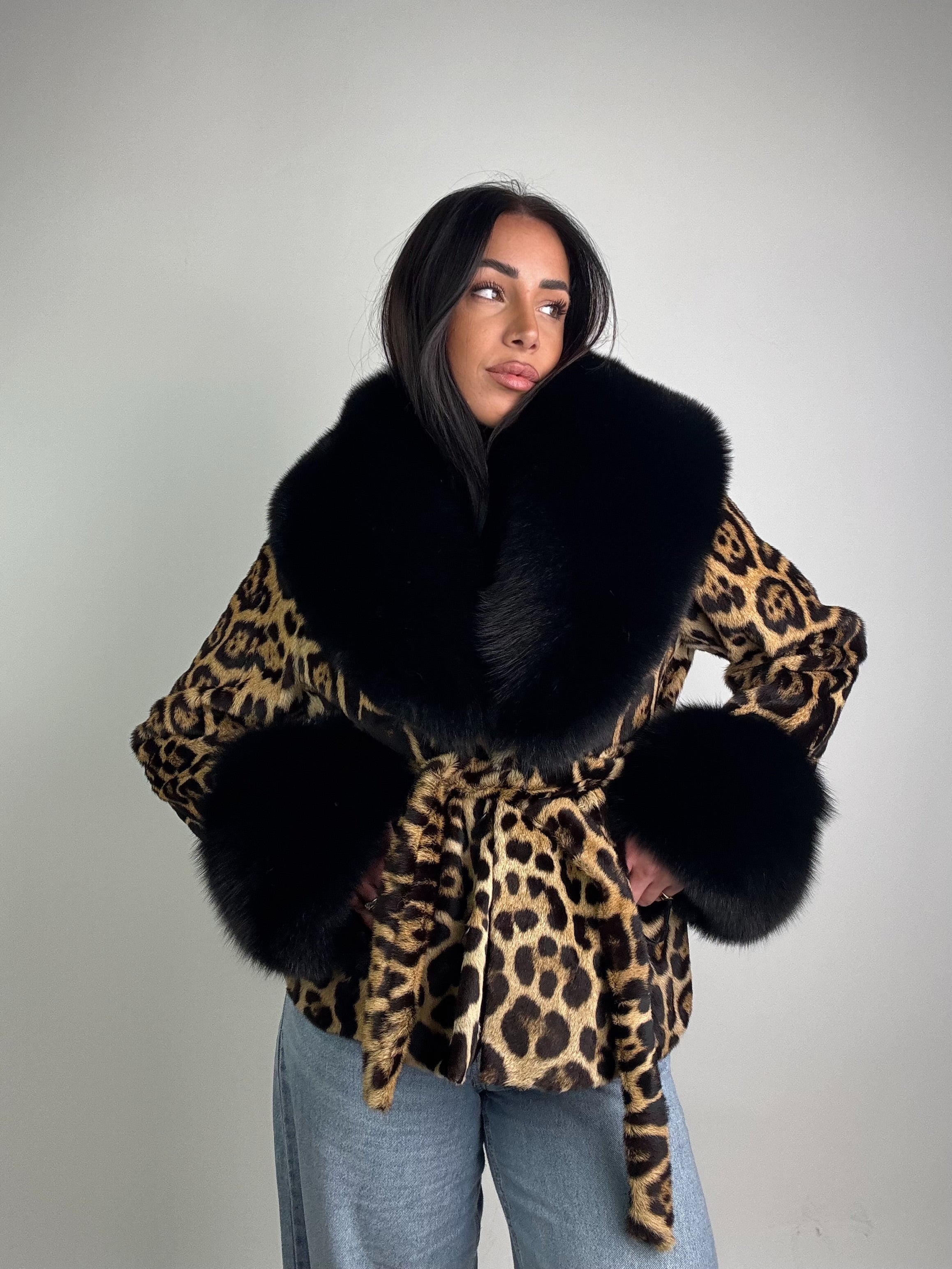 Giacca in giaguaro e volpe