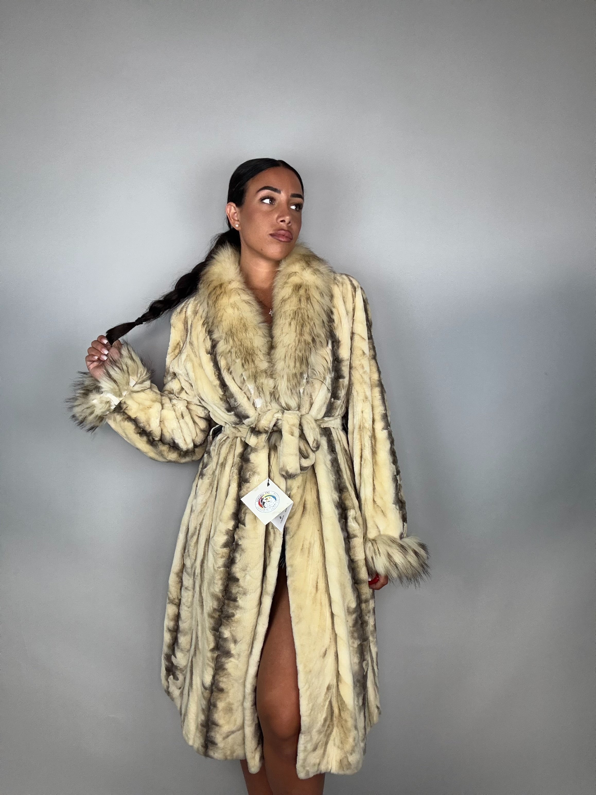 Cappotto in visone rasato e volpe