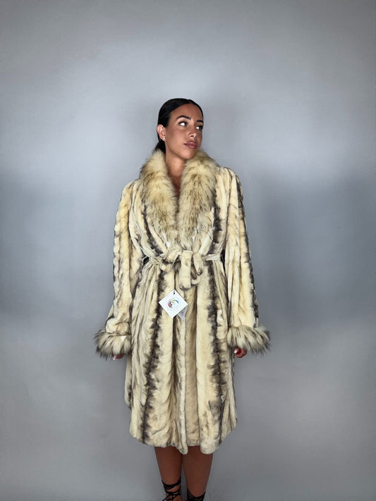 Cappotto in visone rasato e volpe
