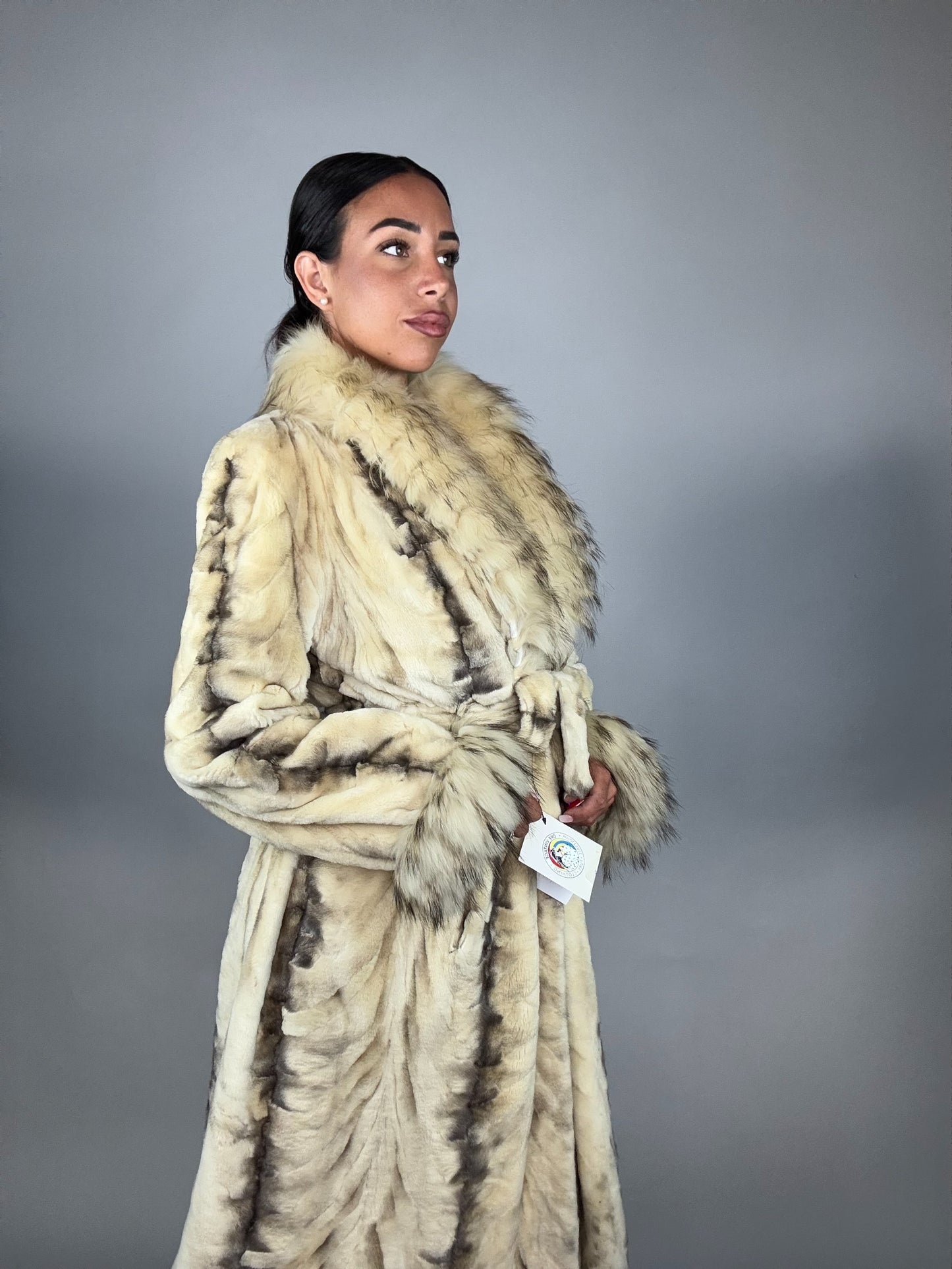 Cappotto in visone rasato e volpe