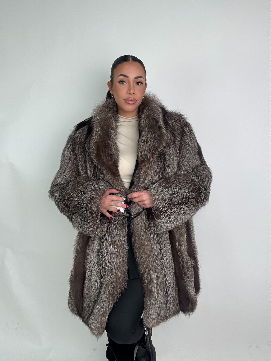 Giacca in volpe argentata N897