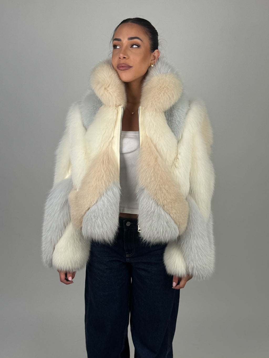 Silver fox bomber jacket