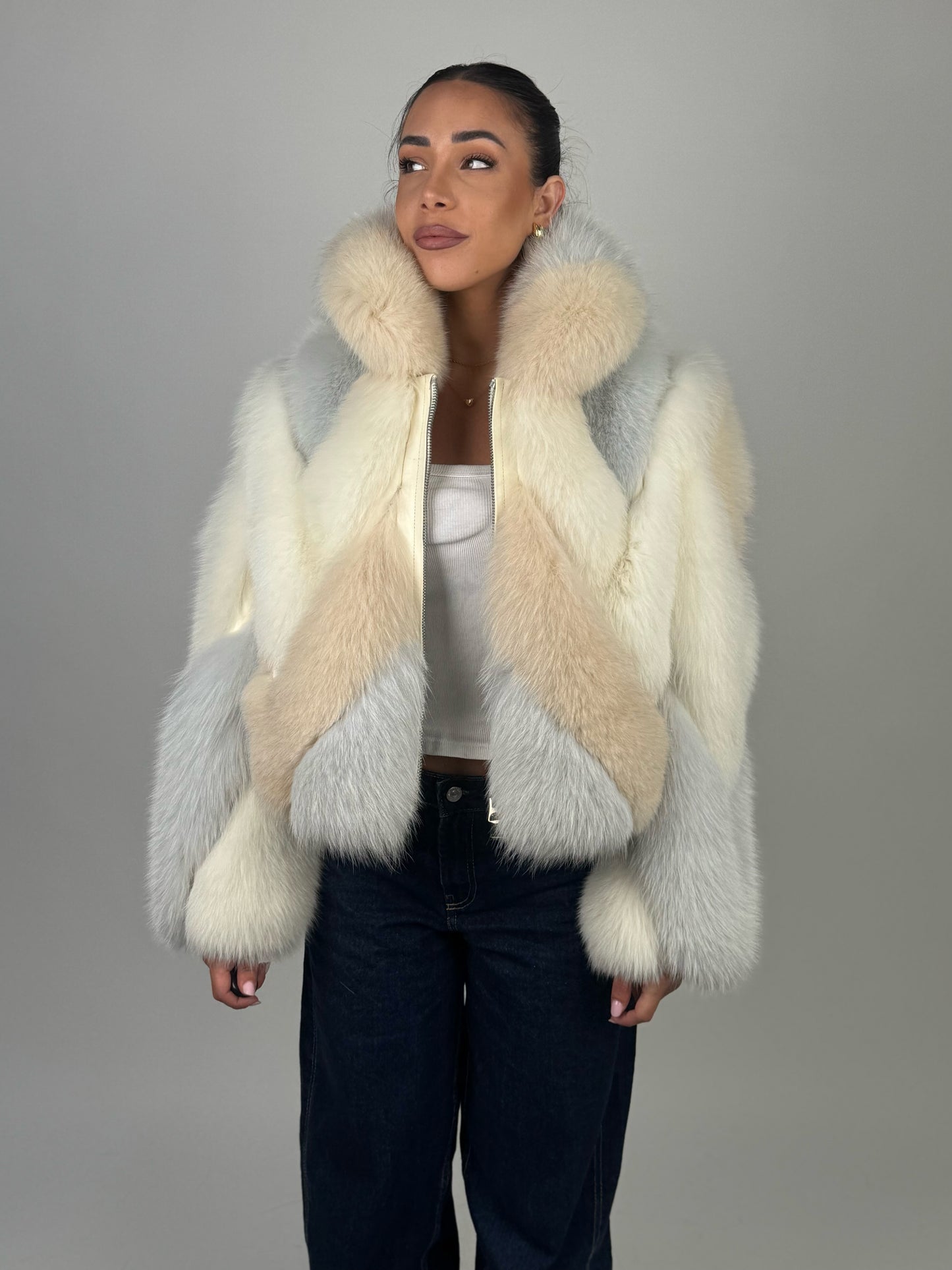 Silver fox bomber jacket