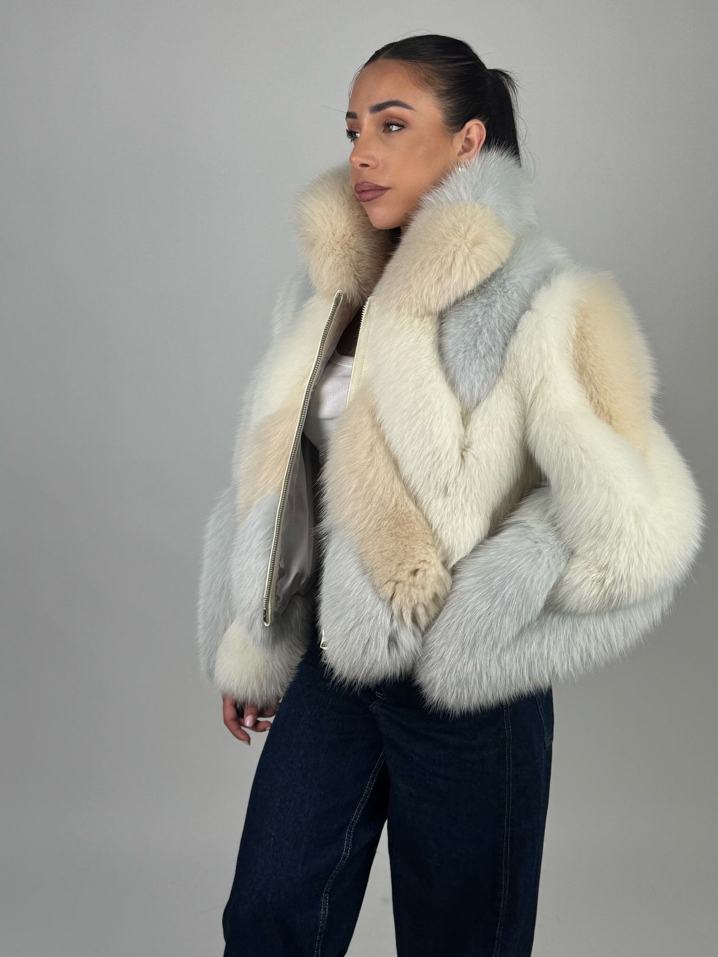 Silver fox bomber jacket