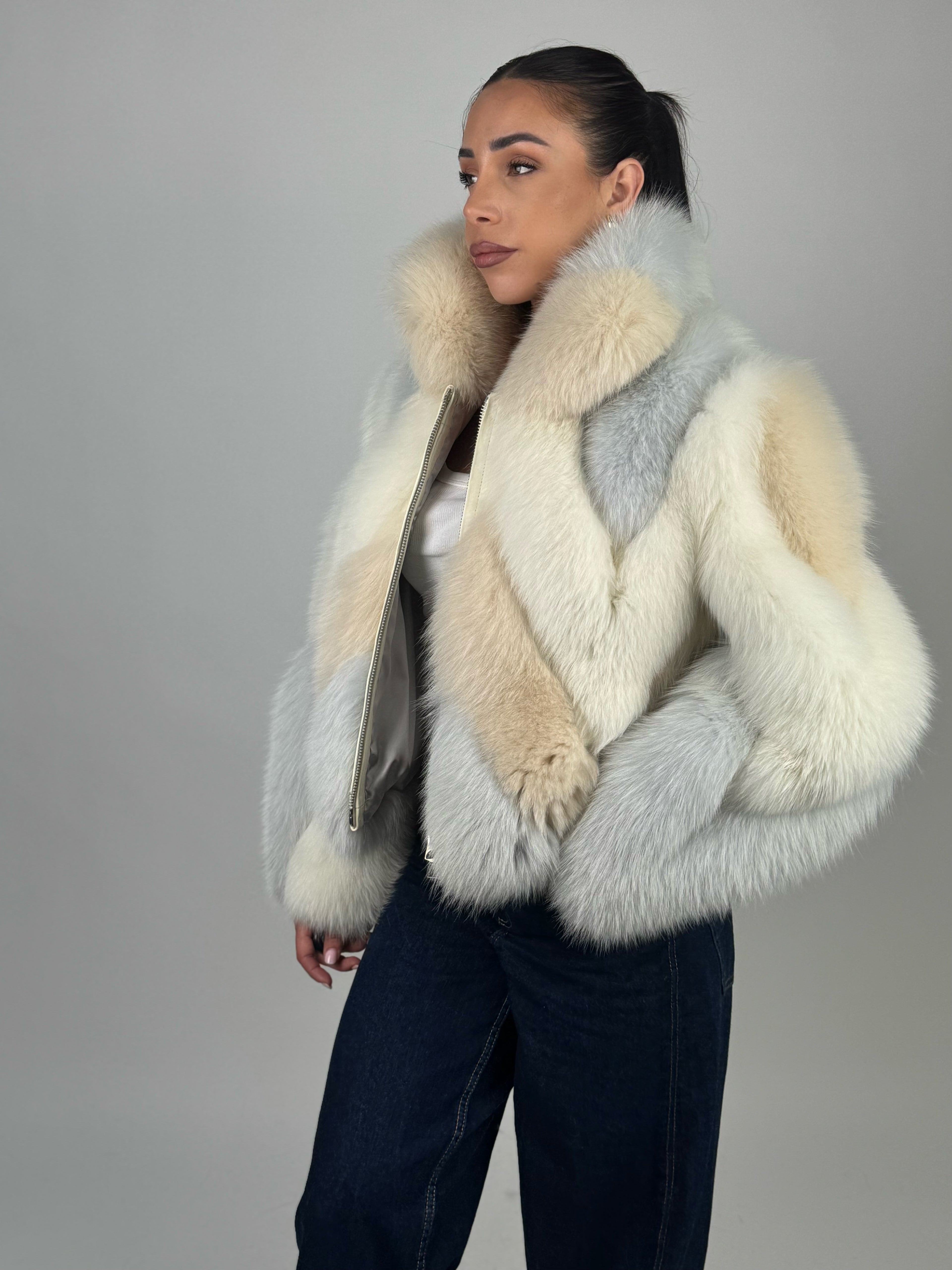 Silver fox bomber jacket