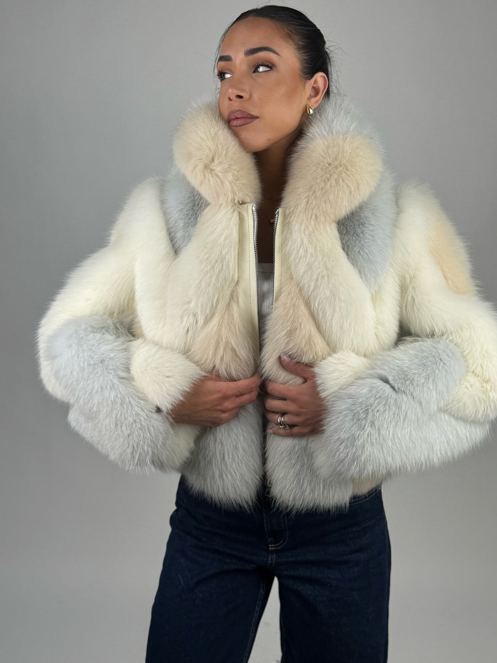 Silver fox bomber jacket