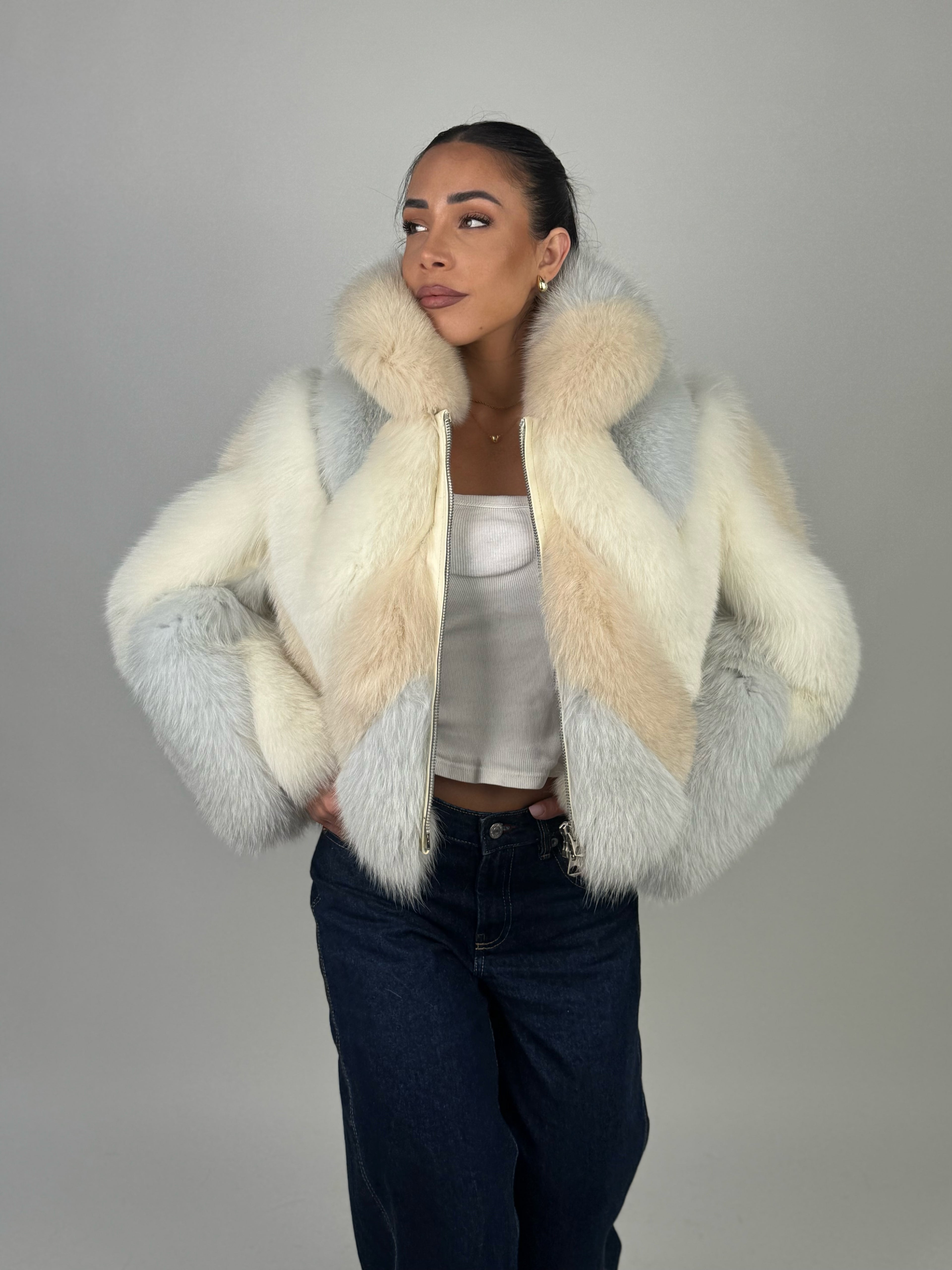 Silver fox bomber jacket