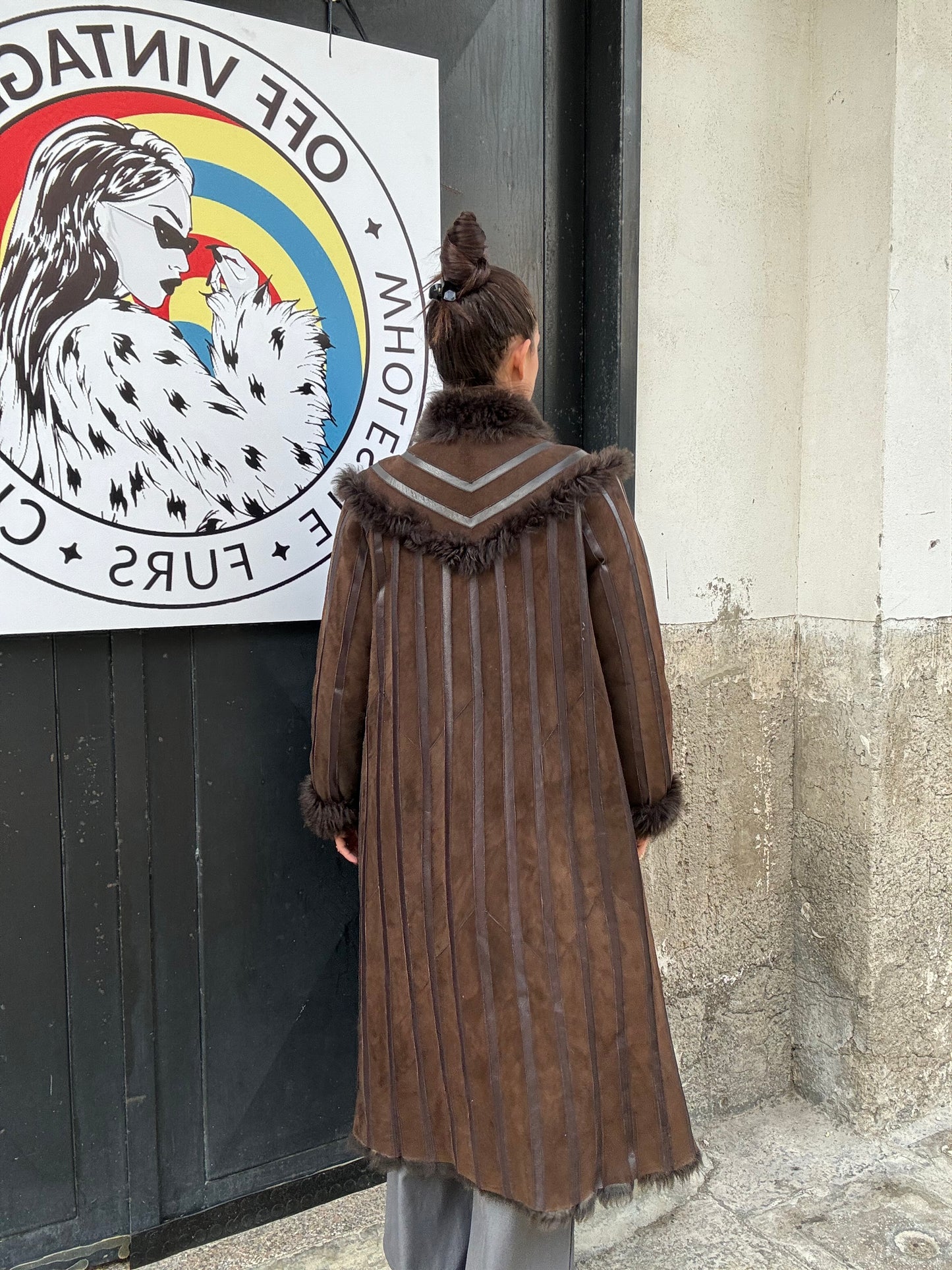 Cappotto in pelle e pelliccia