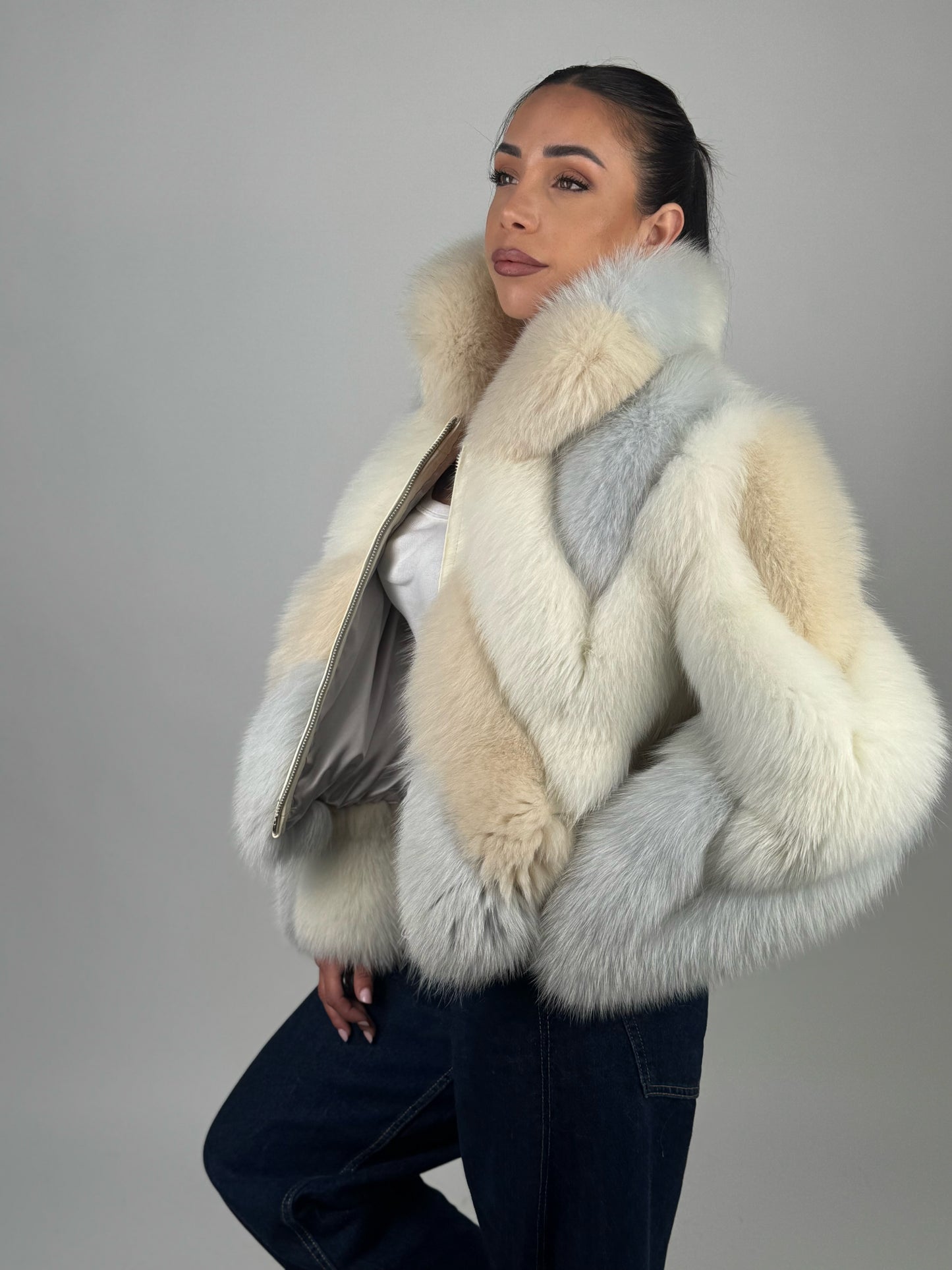 Silver fox bomber jacket